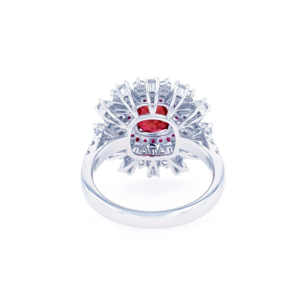 18KG Natural Unheated Red Ruby Diamond Ring