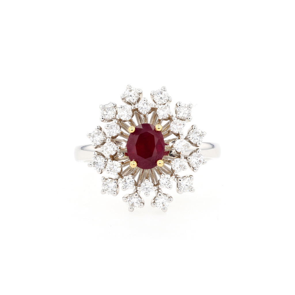 18KG Natural Vivid Pigeon's Blood Red Ruby Diamond Ring
