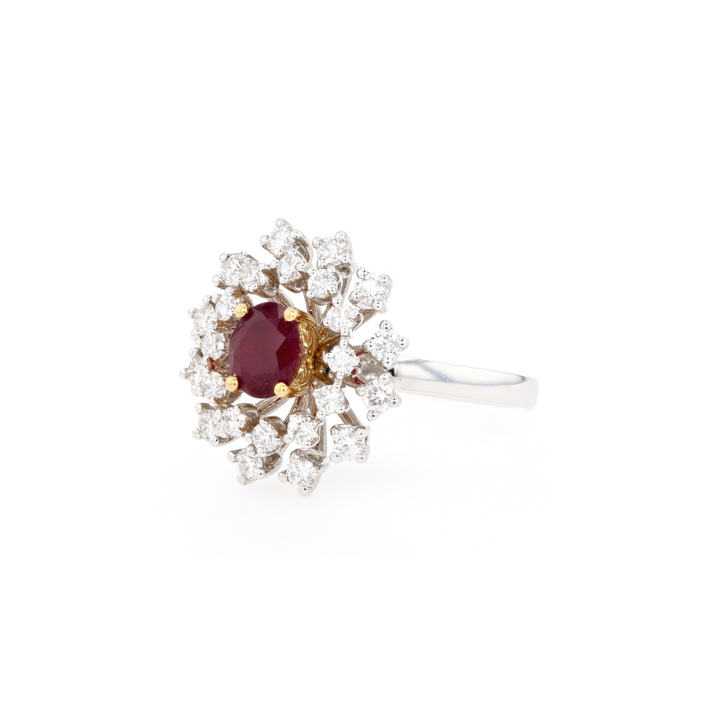 18KG Natural Vivid Pigeon's Blood Red Ruby Diamond Ring
