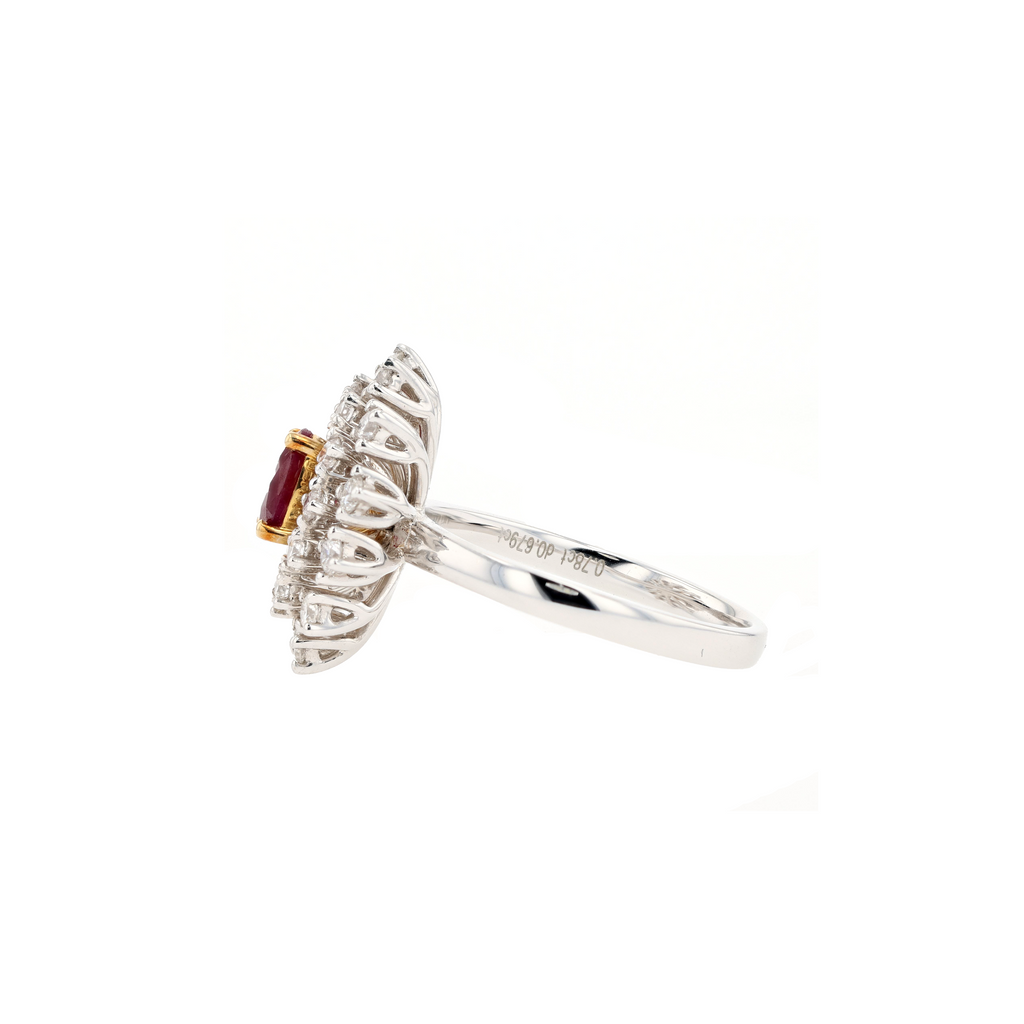 18KG Natural Vivid Pigeon's Blood Red Ruby Diamond Ring