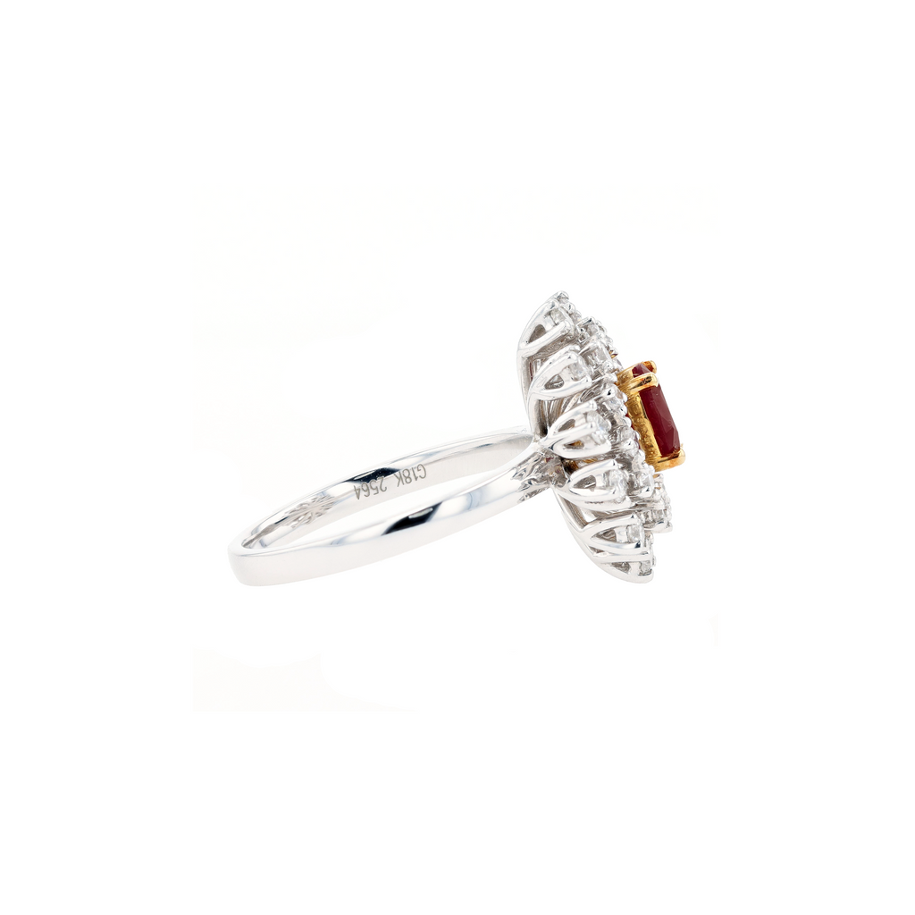 18KG Natural Vivid Pigeon's Blood Red Ruby Diamond Ring