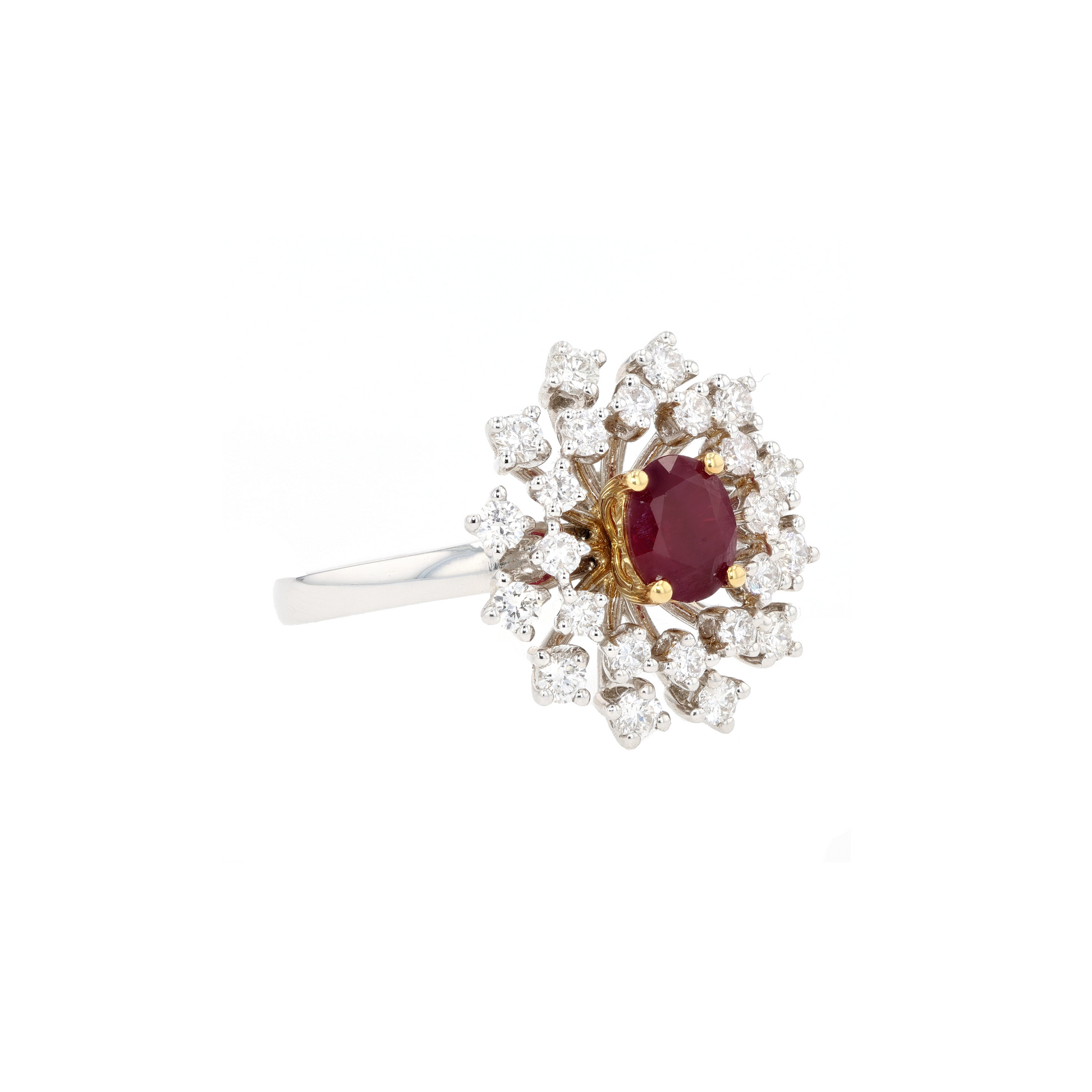 18KG Natural Vivid Pigeon's Blood Red Ruby Diamond Ring