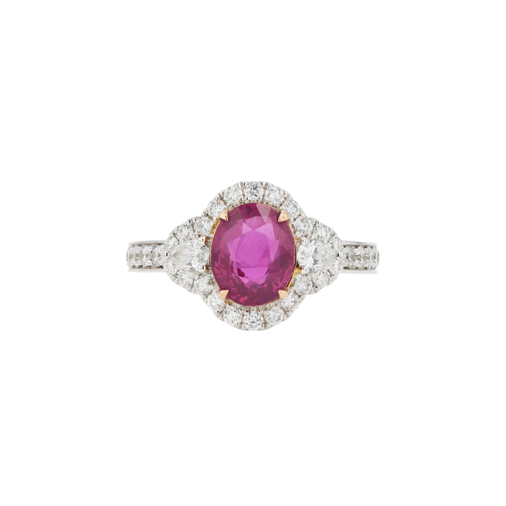 18KG Natural Unheated Intense Red Ruby Diamond Ring