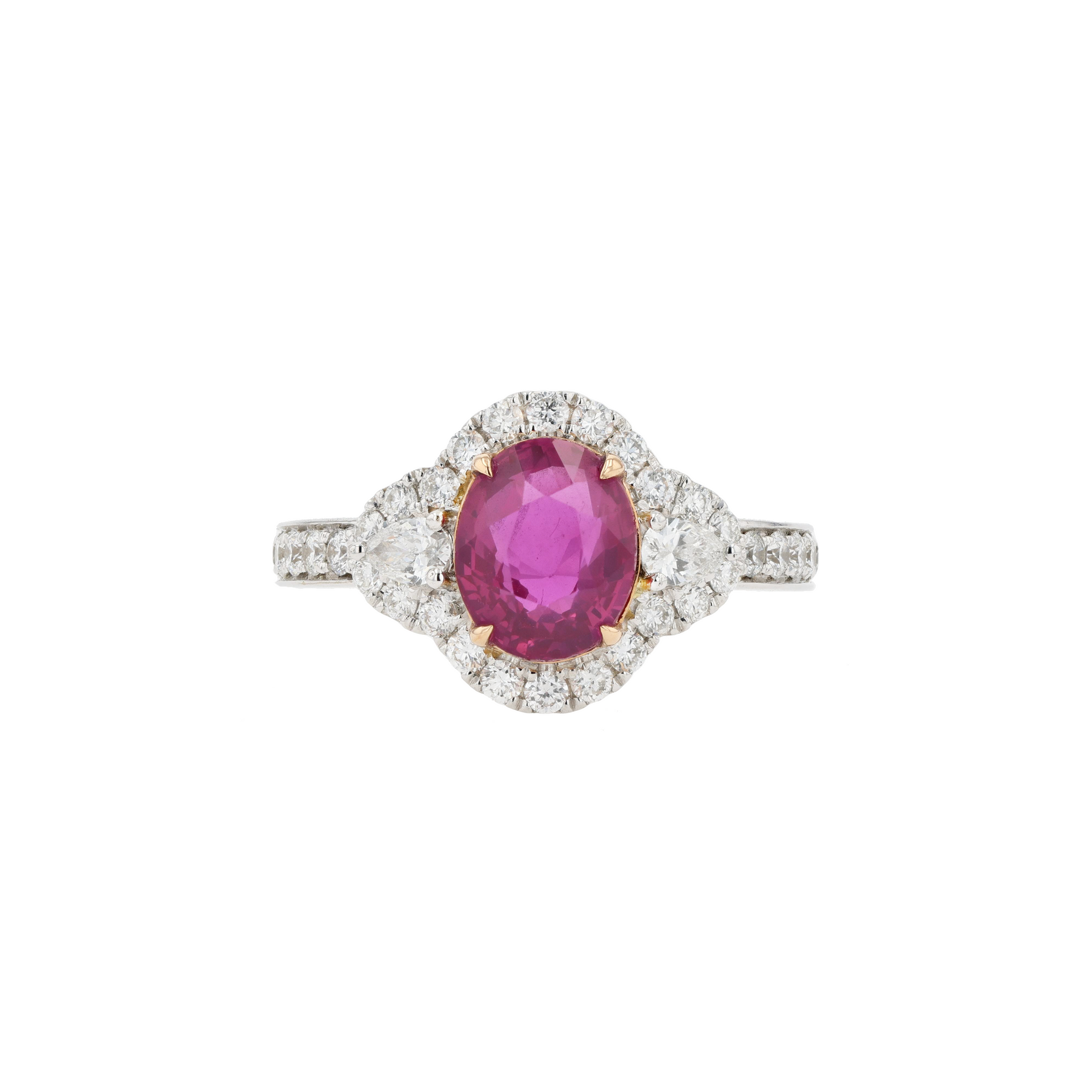18KG Natural Unheated Intense Red Ruby Diamond Ring