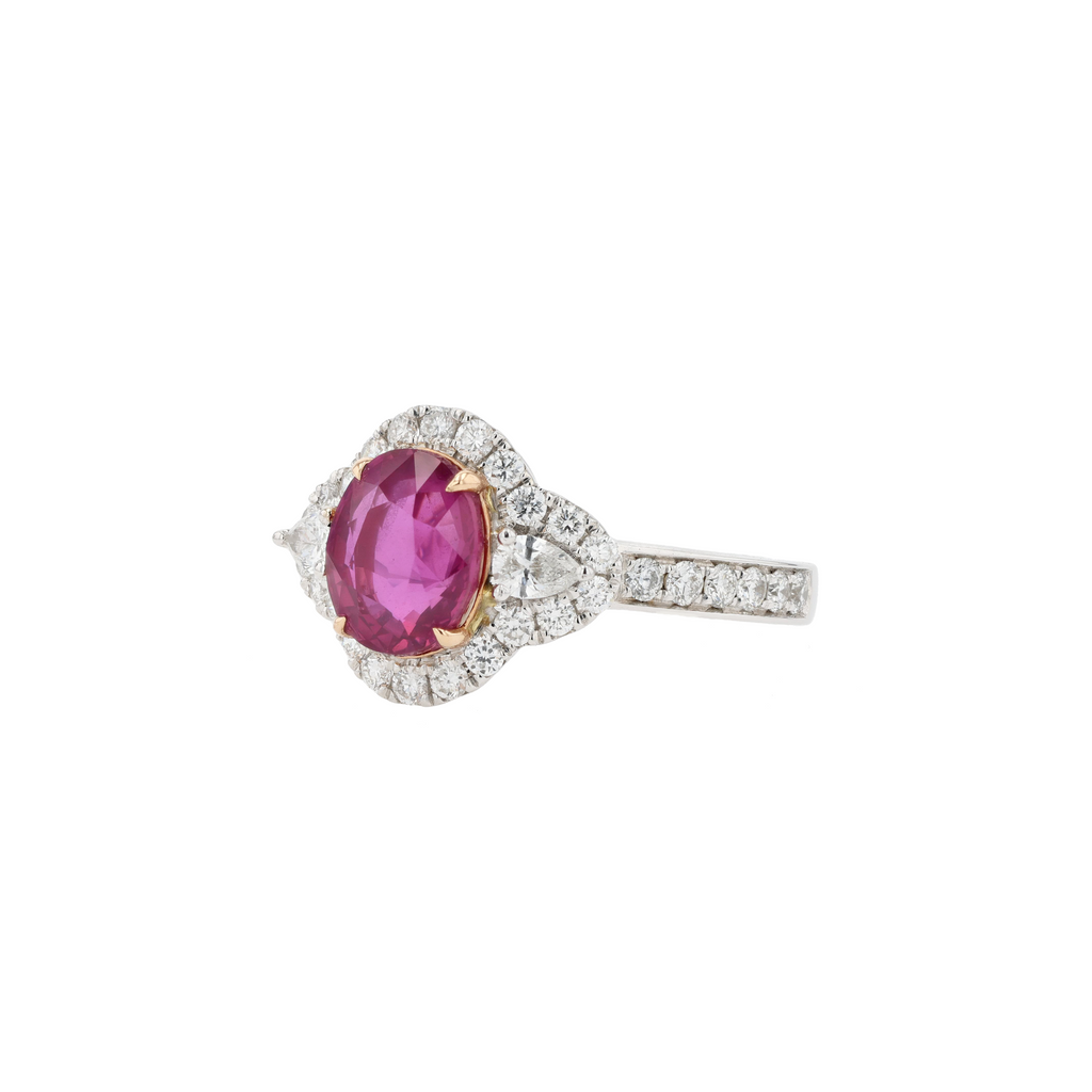 18KG Natural Unheated Intense Red Ruby Diamond Ring