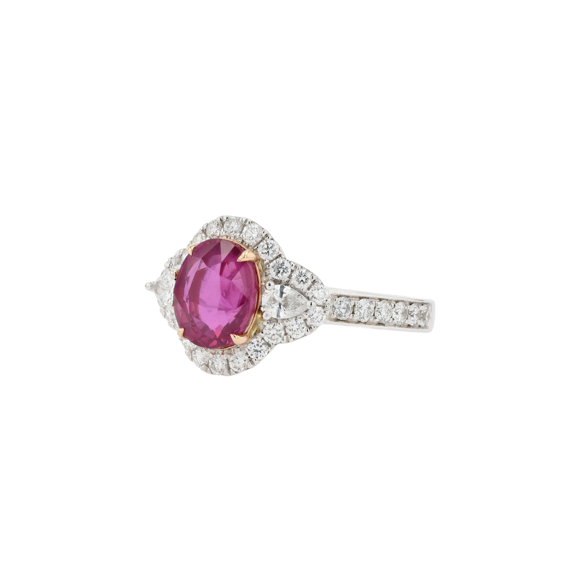 18KG Natural Unheated Intense Red Ruby Diamond Ring