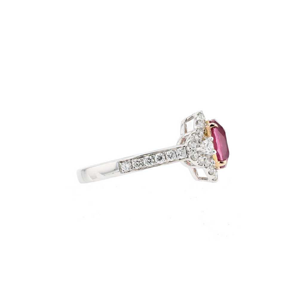 18KG Natural Unheated Intense Red Ruby Diamond Ring