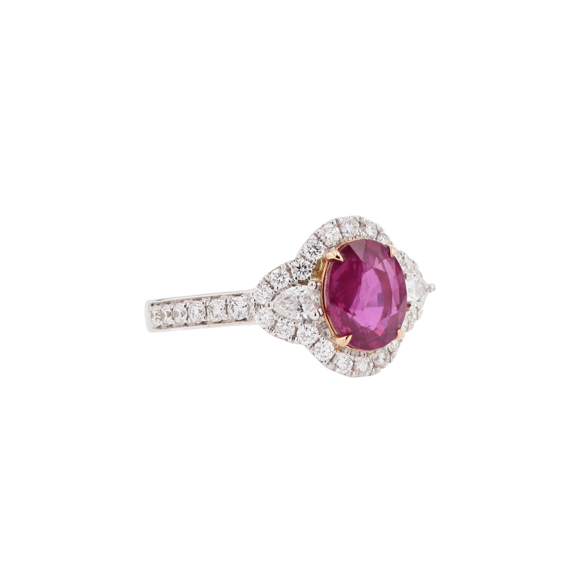 18KG Natural Unheated Intense Red Ruby Diamond Ring