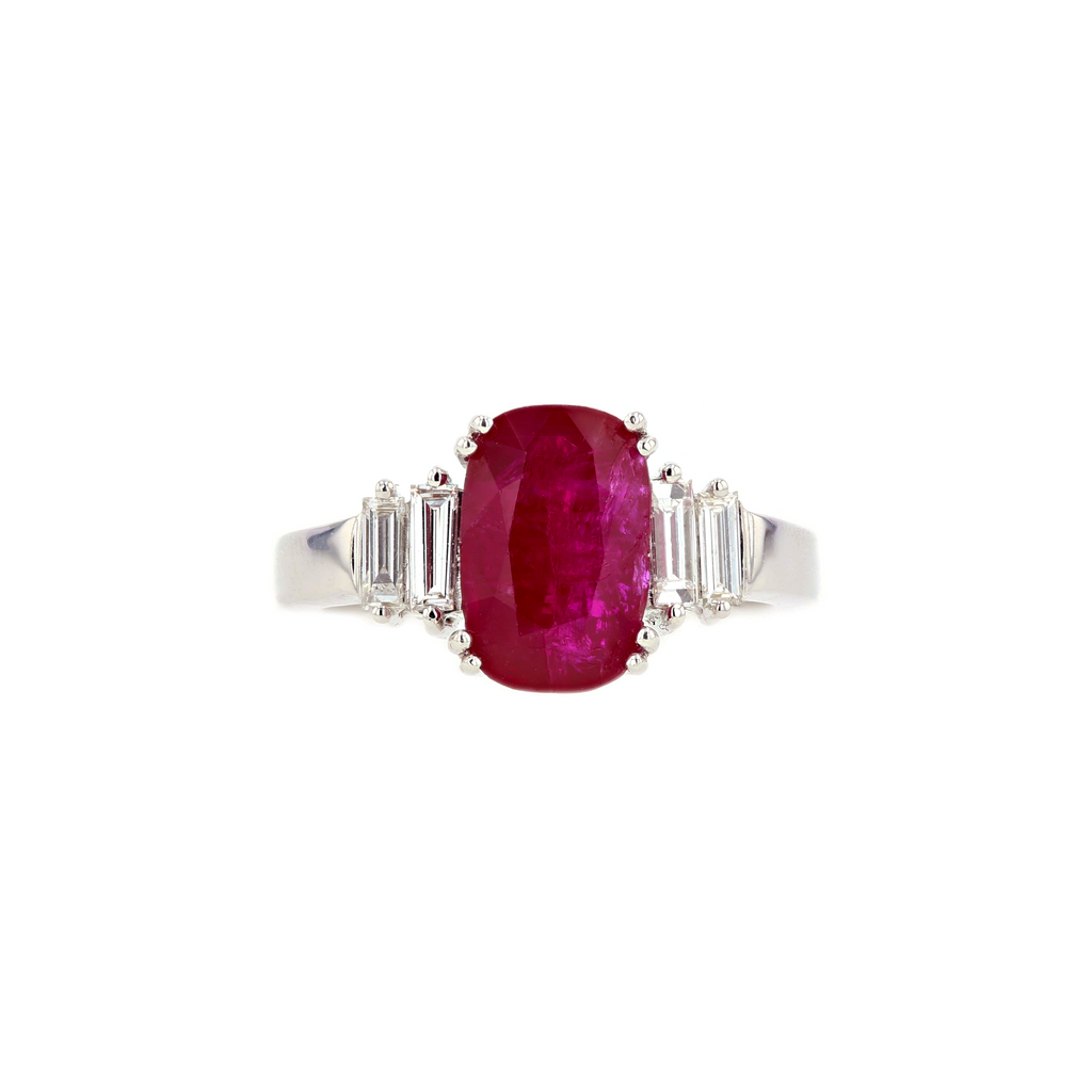 18KG Natural Unheated Red Ruby Diamond Ring