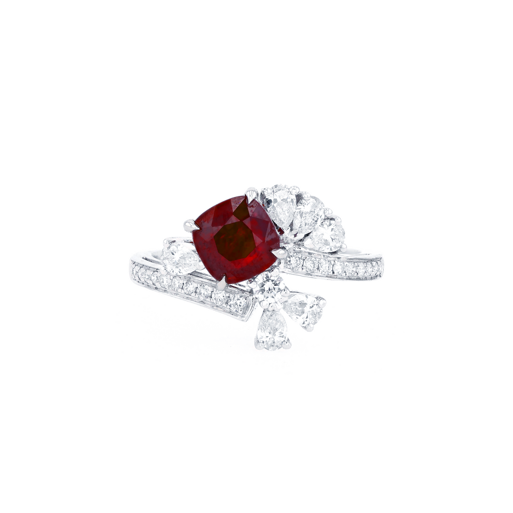 18KG Natural Unheated Vivid Pigeon's Blood Red Ruby Diamond Ring
