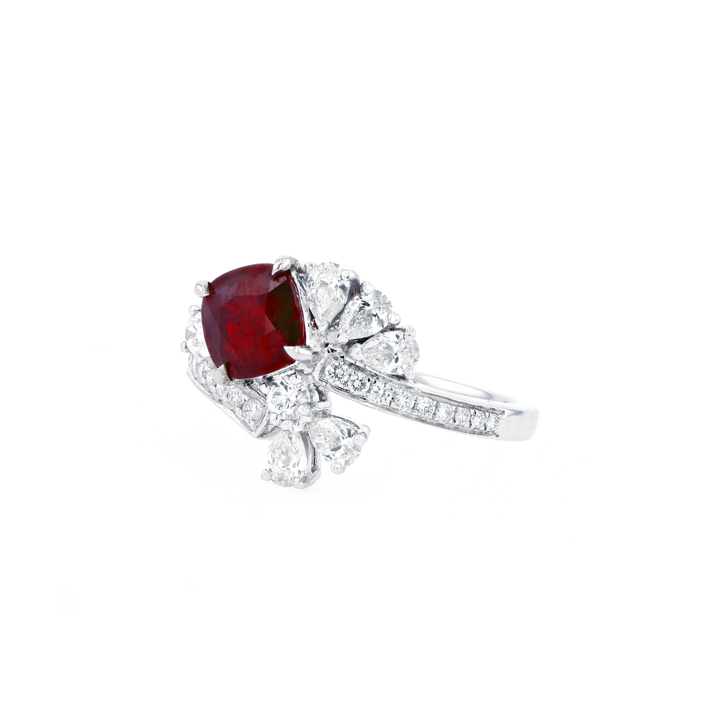 18KG Natural Unheated Vivid Pigeon's Blood Red Ruby Diamond Ring