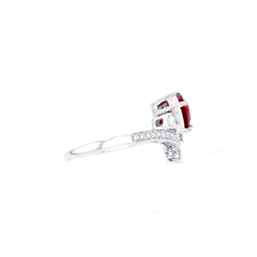 18KG Natural Unheated Vivid Pigeon's Blood Red Ruby Diamond Ring