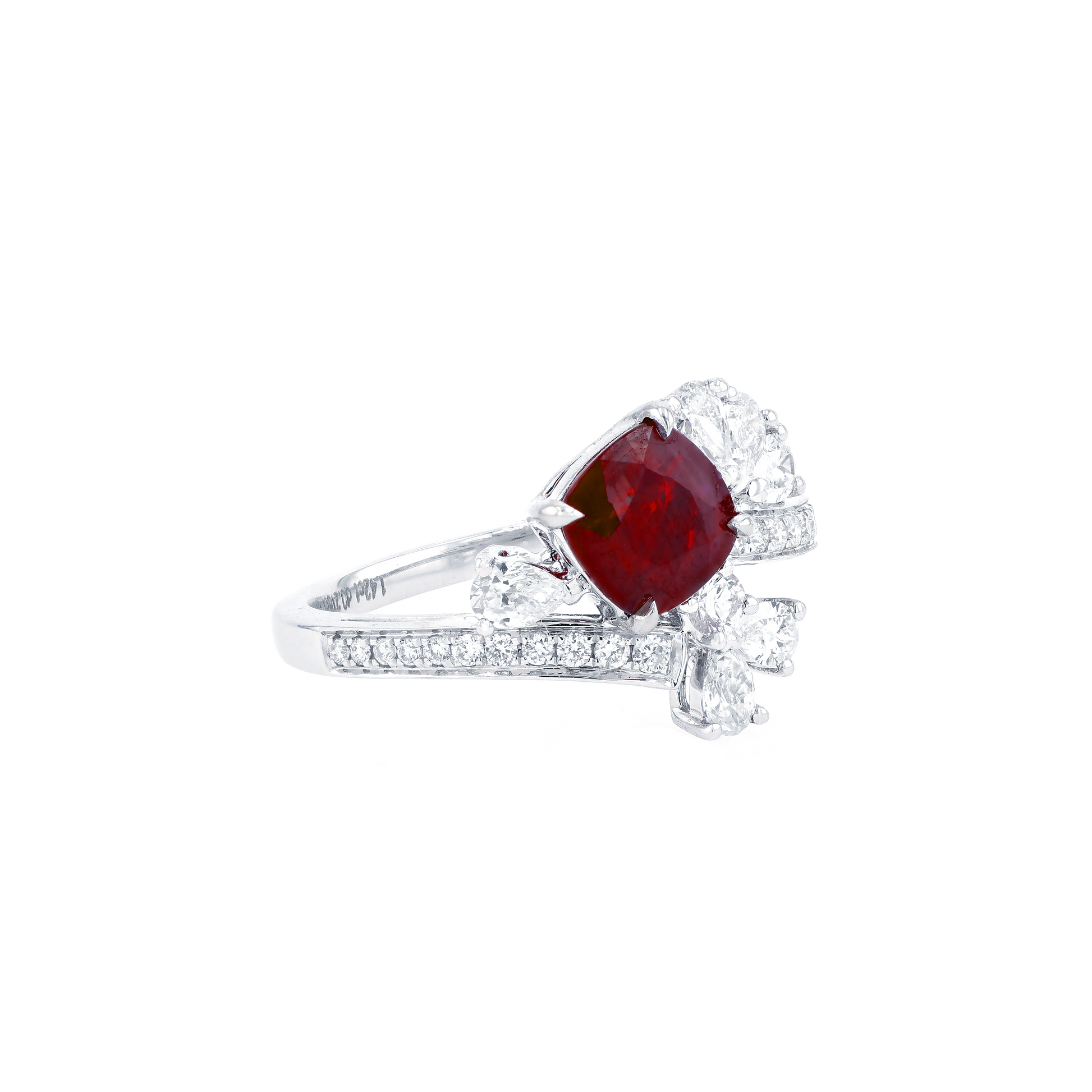 18KG Natural Unheated Vivid Pigeon's Blood Red Ruby Diamond Ring
