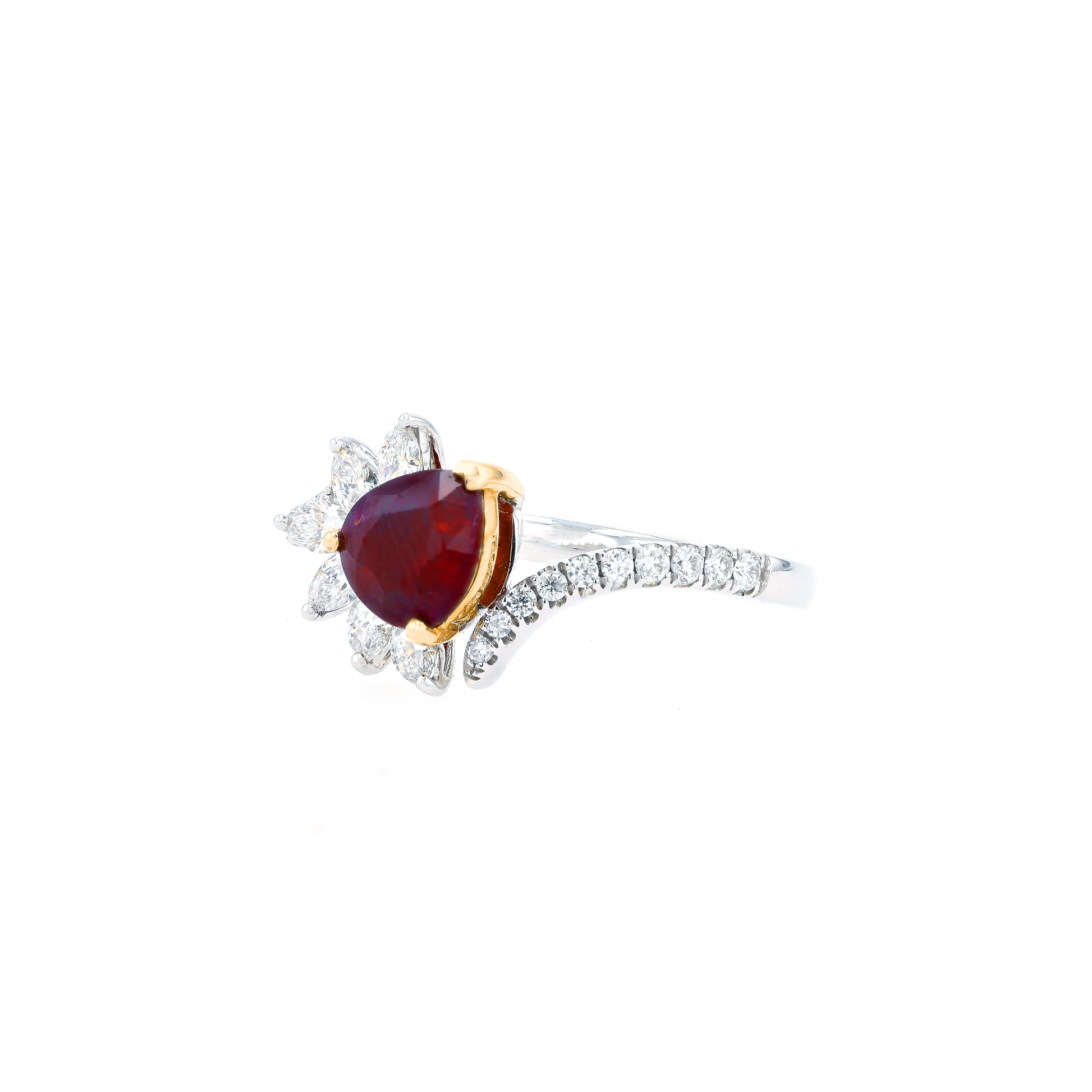 18KG Natural Unheated Vivid Pigeon's Blood Red Ruby Diamond Ring