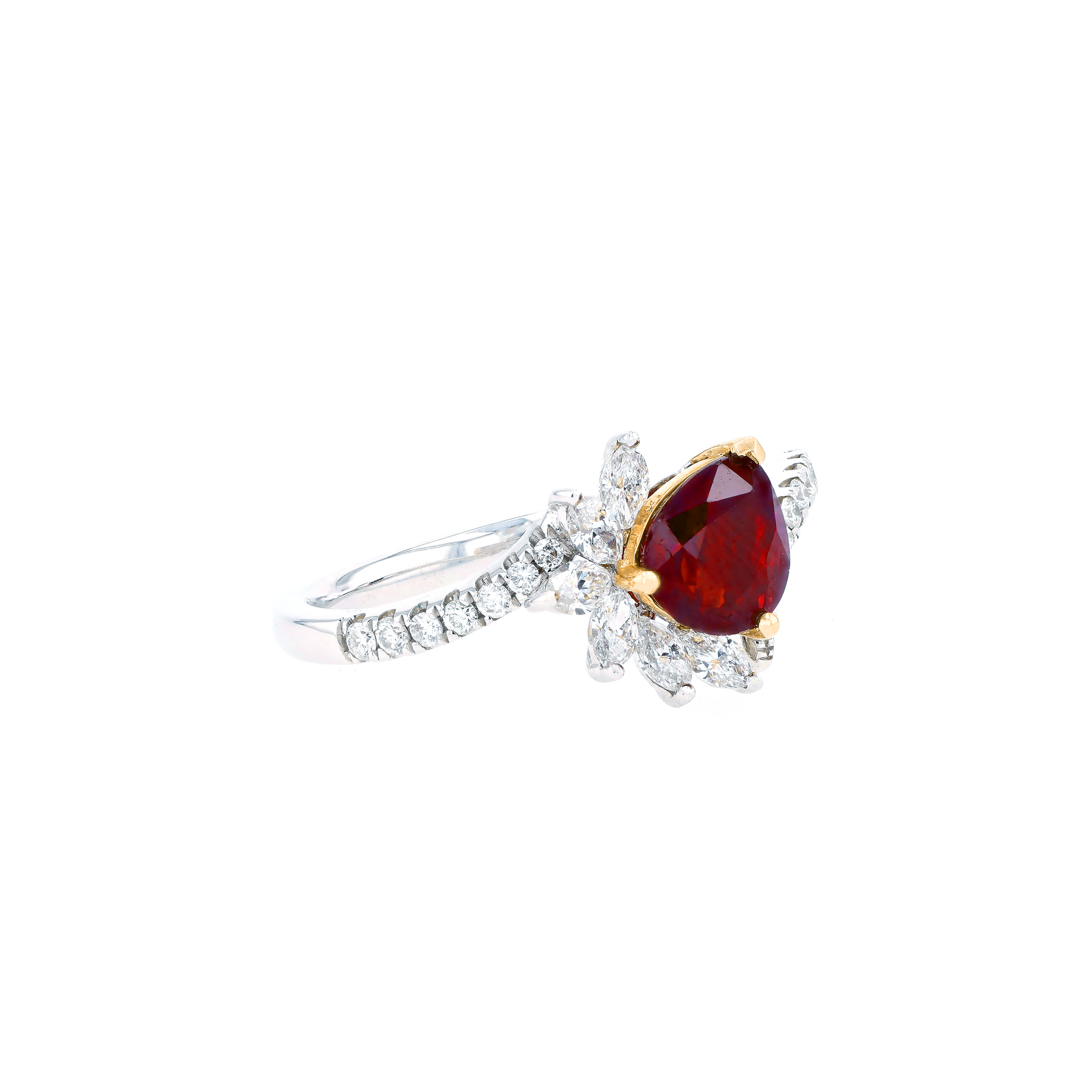 18KG Natural Unheated Vivid Pigeon's Blood Red Ruby Diamond Ring