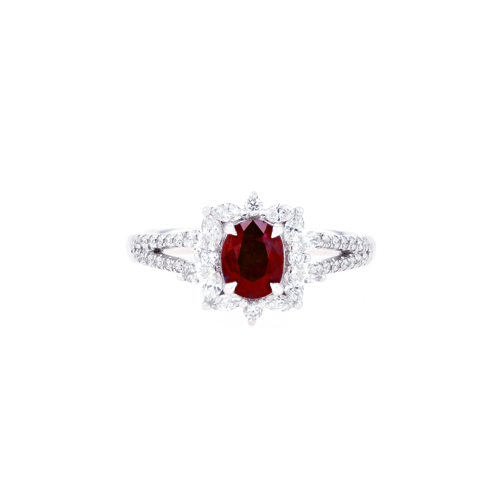 18KG Natural Unheated Vivid Pigeon's Blood Red Ruby Diamond Ring