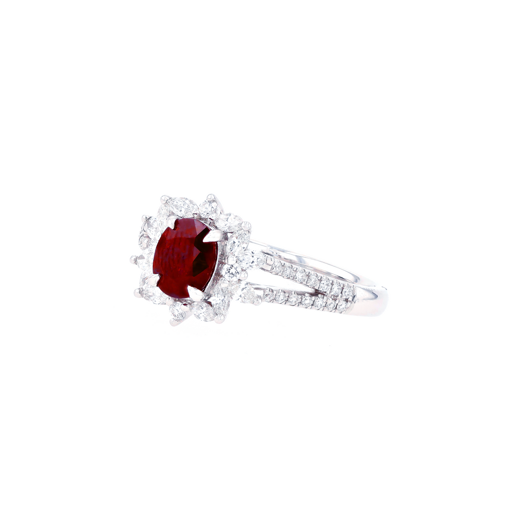 18KG Natural Unheated Vivid Pigeon's Blood Red Ruby Diamond Ring