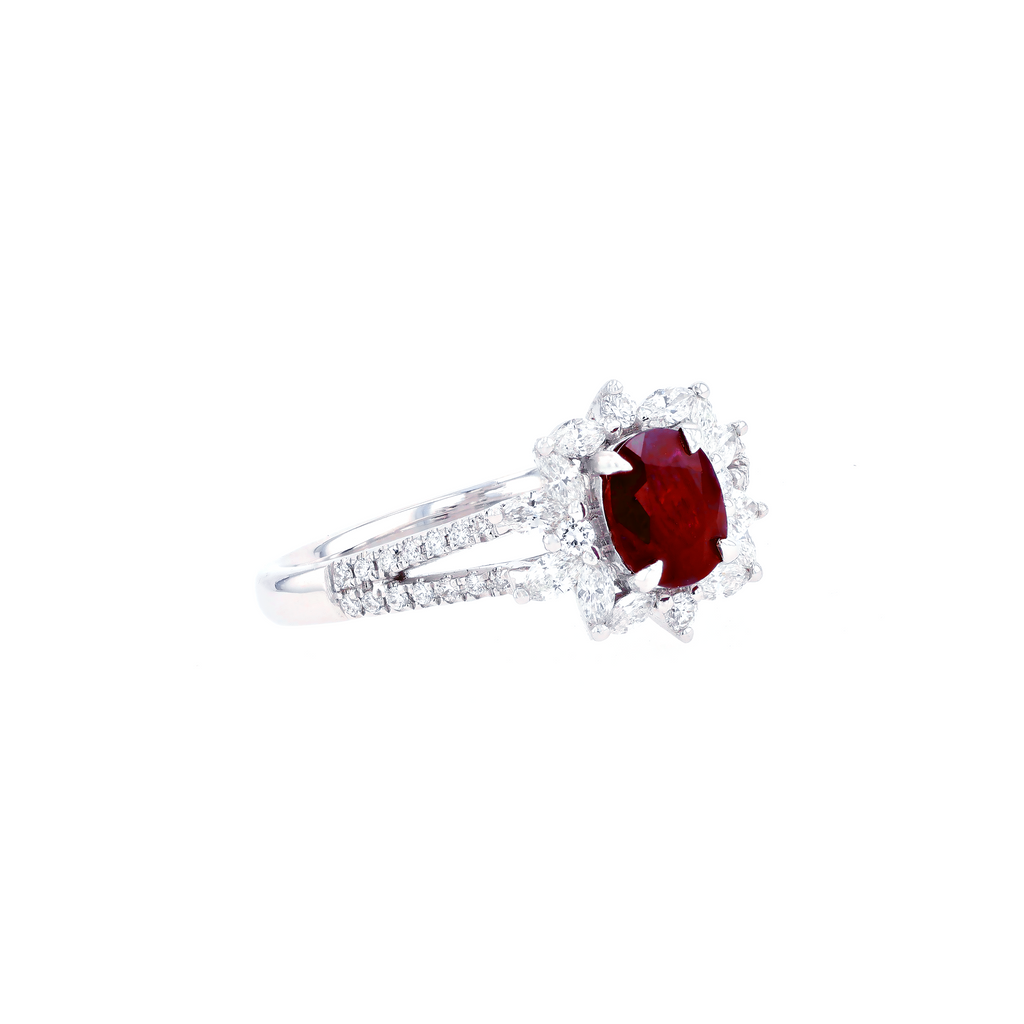 18KG Natural Unheated Vivid Pigeon's Blood Red Ruby Diamond Ring