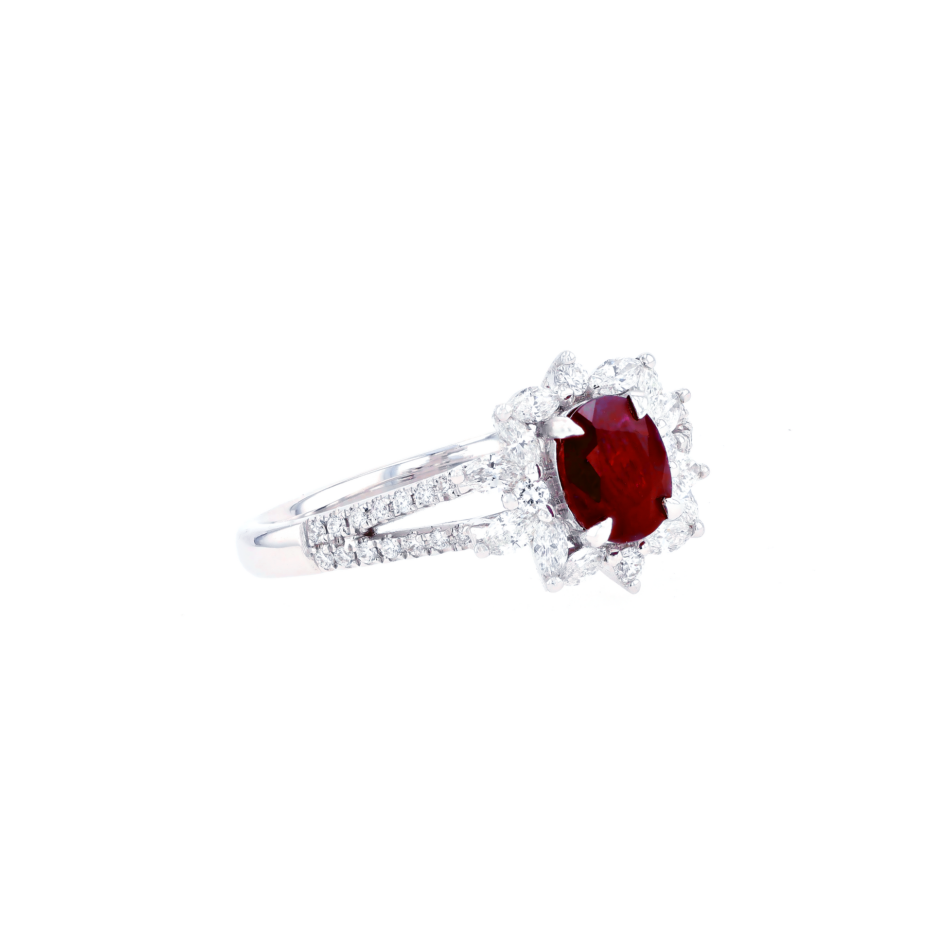 18KG Natural Unheated Vivid Pigeon's Blood Red Ruby Diamond Ring