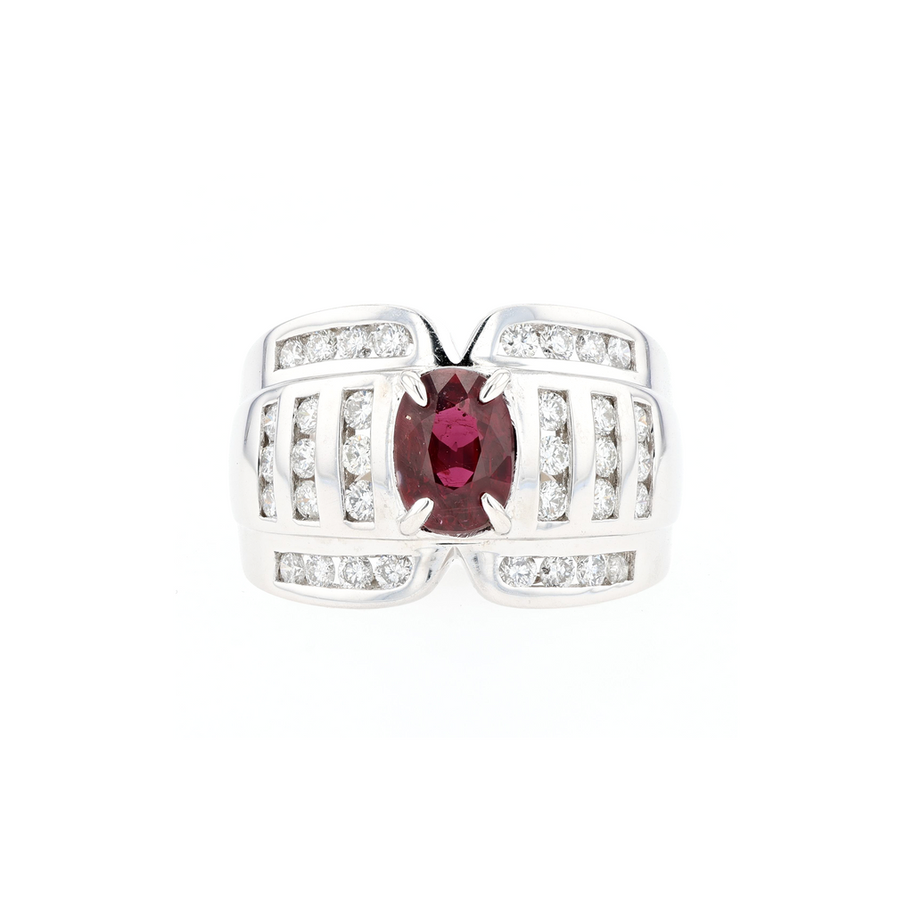 18KG Natural Unheated Vivid Pigeon's Blood Red Ruby Diamond Ring