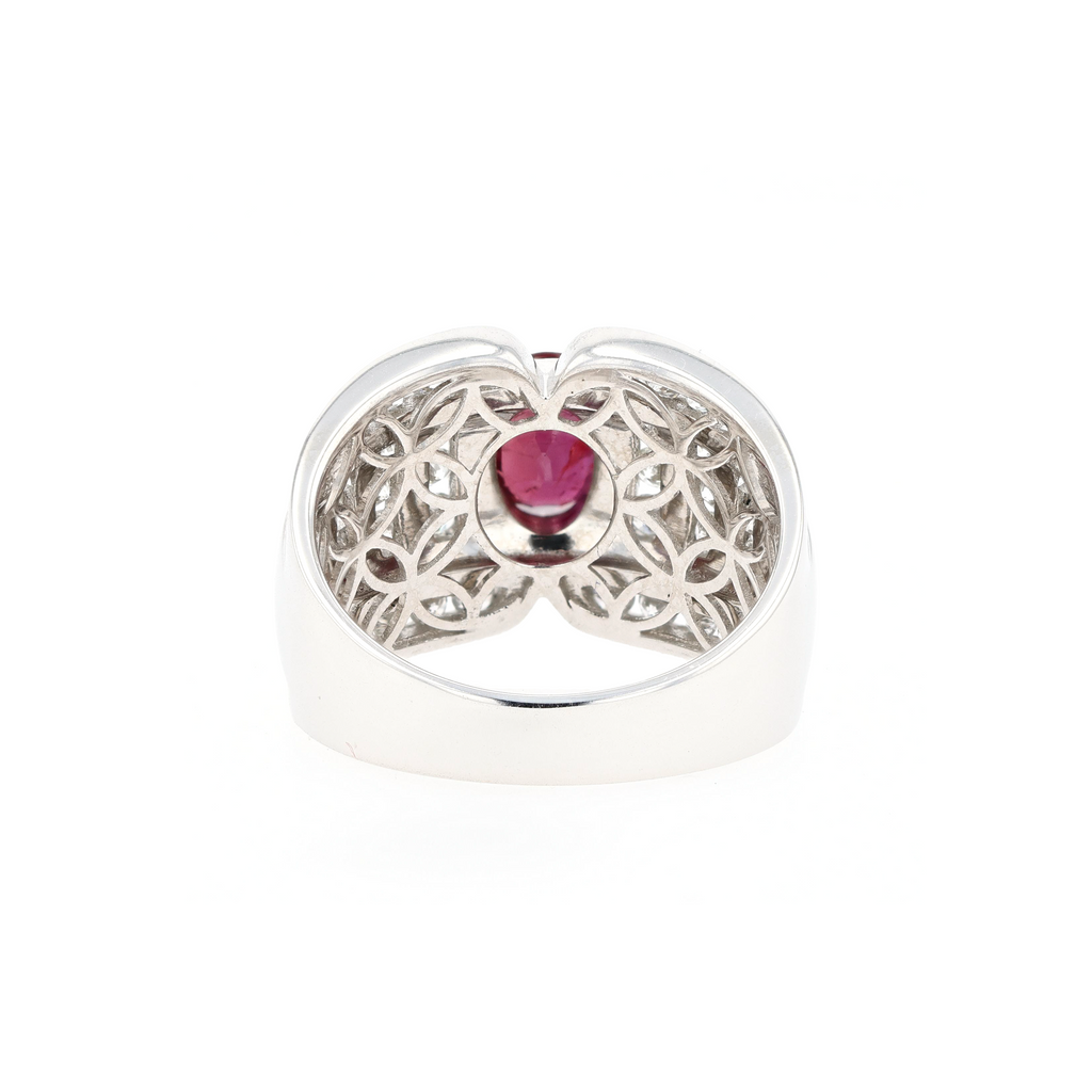 18KG Natural Unheated Vivid Pigeon's Blood Red Ruby Diamond Ring