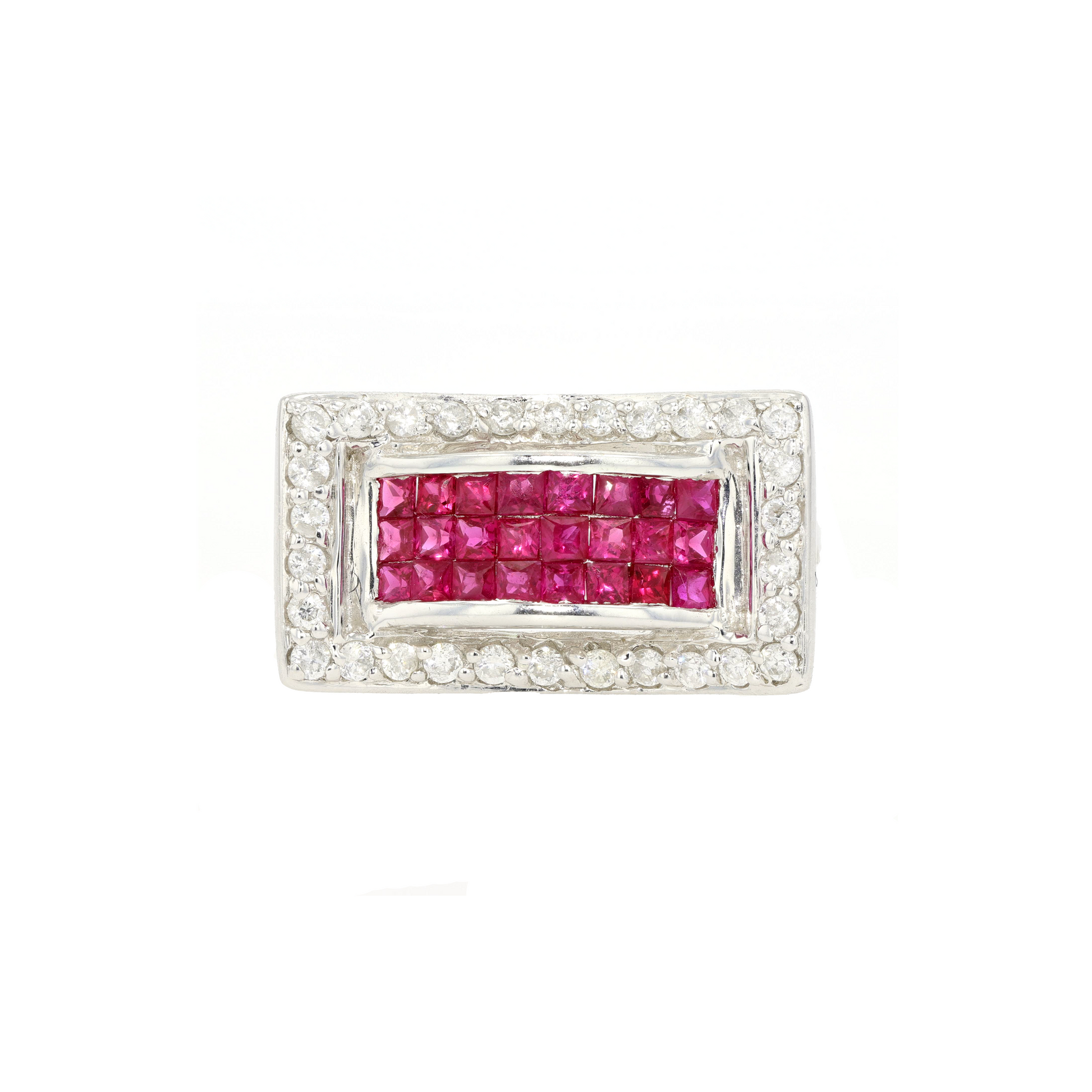 18KG Natural Red Ruby Diamond Ring