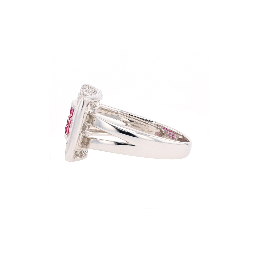 18KG Natural Red Ruby Diamond Ring