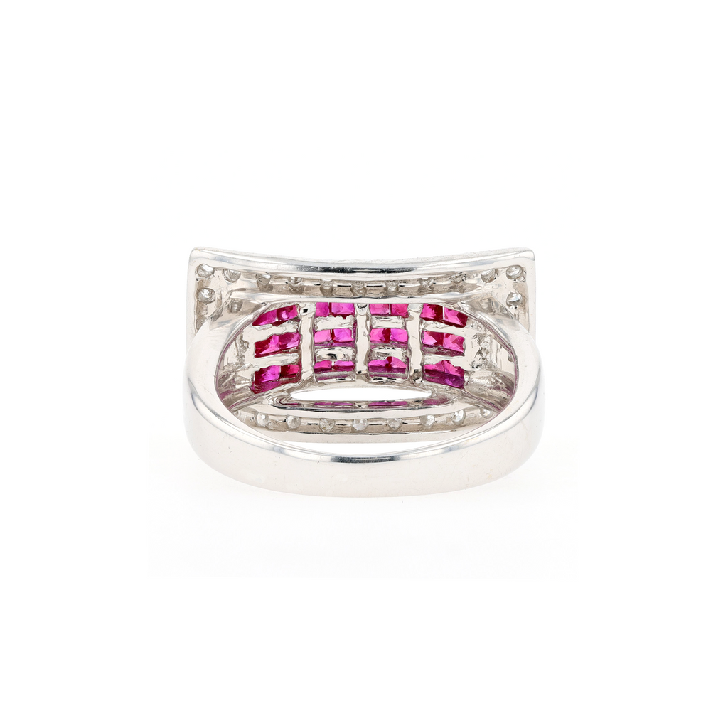 18KG Natural Red Ruby Diamond Ring