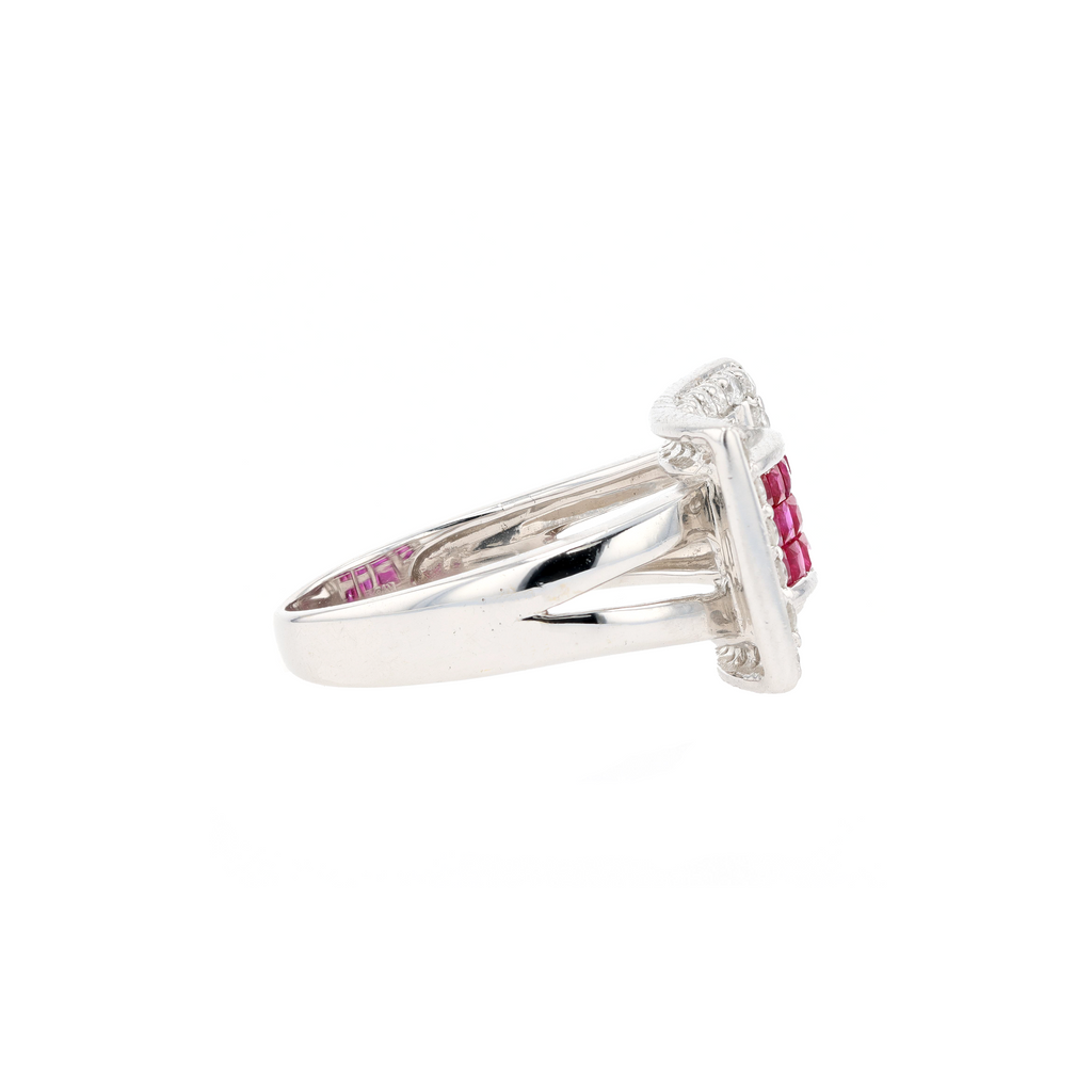 18KG Natural Red Ruby Diamond Ring
