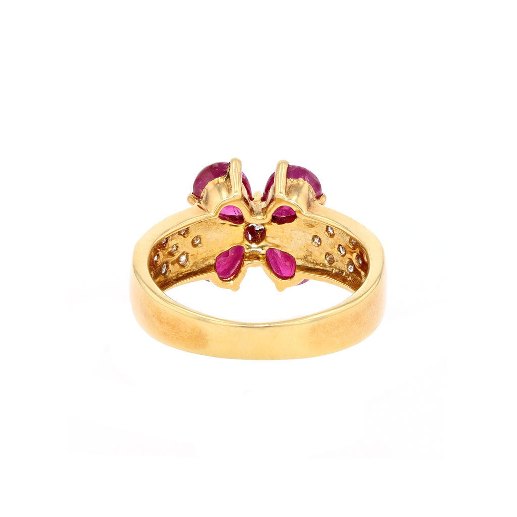 18KG Natural Red Ruby Diamond Ring