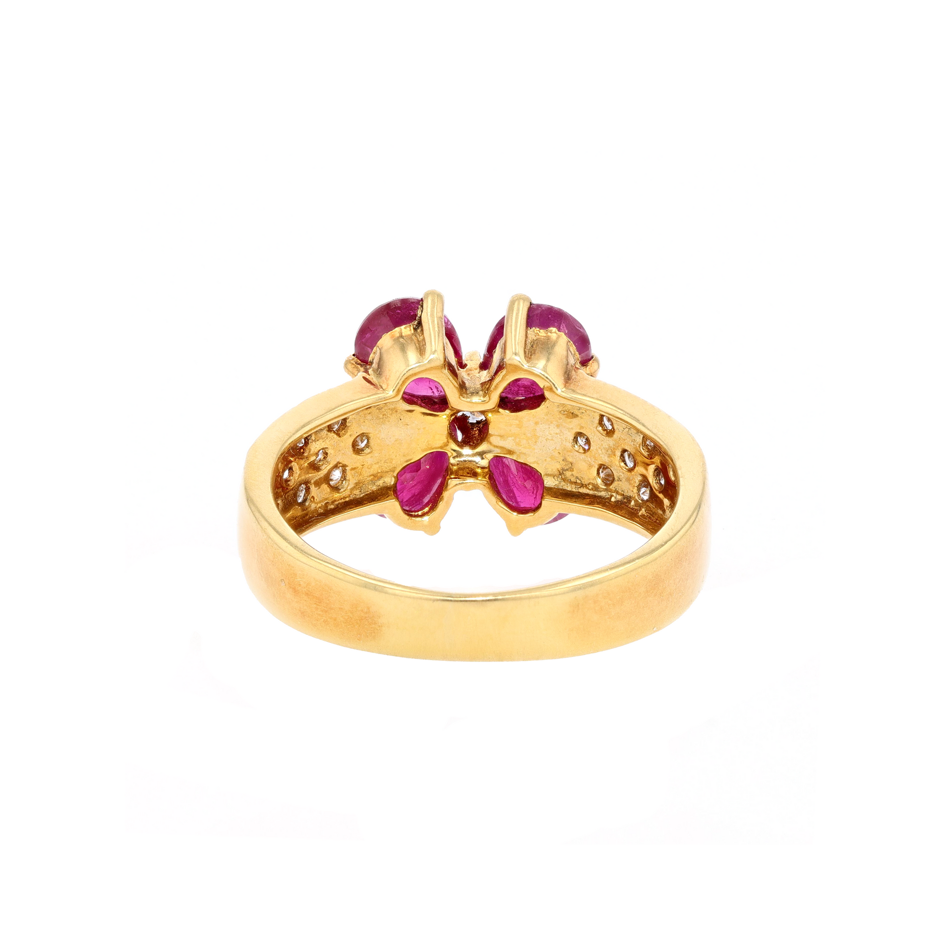 18KG Natural Red Ruby Diamond Ring