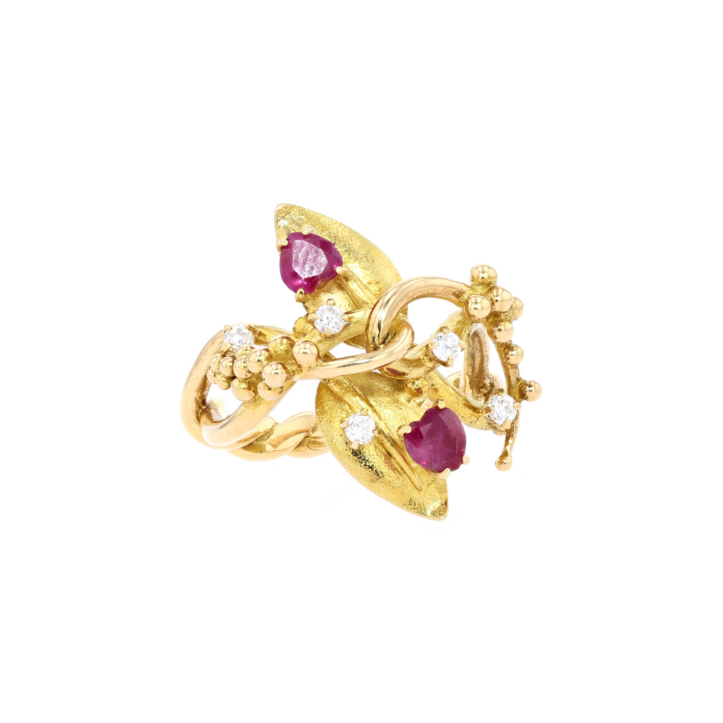 18KG Natural Unheated Red Ruby Diamond Ring