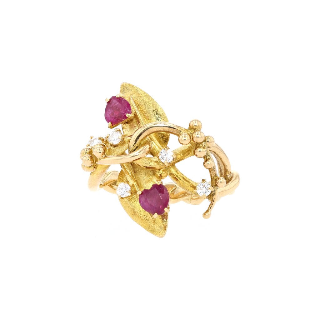 18KG Natural Unheated Red Ruby Diamond Ring