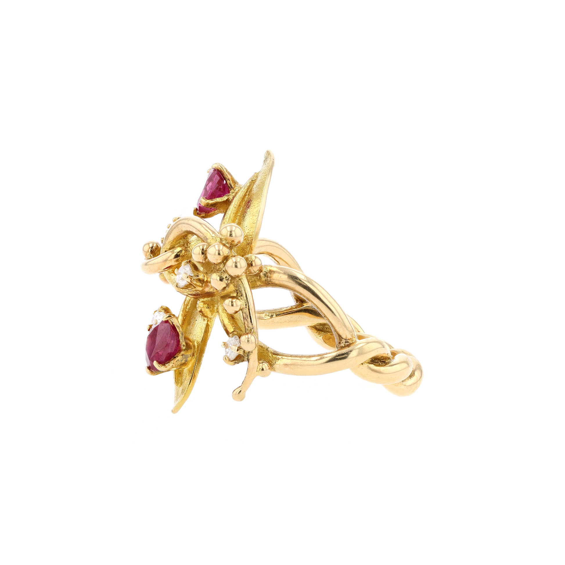 18KG Natural Unheated Red Ruby Diamond Ring