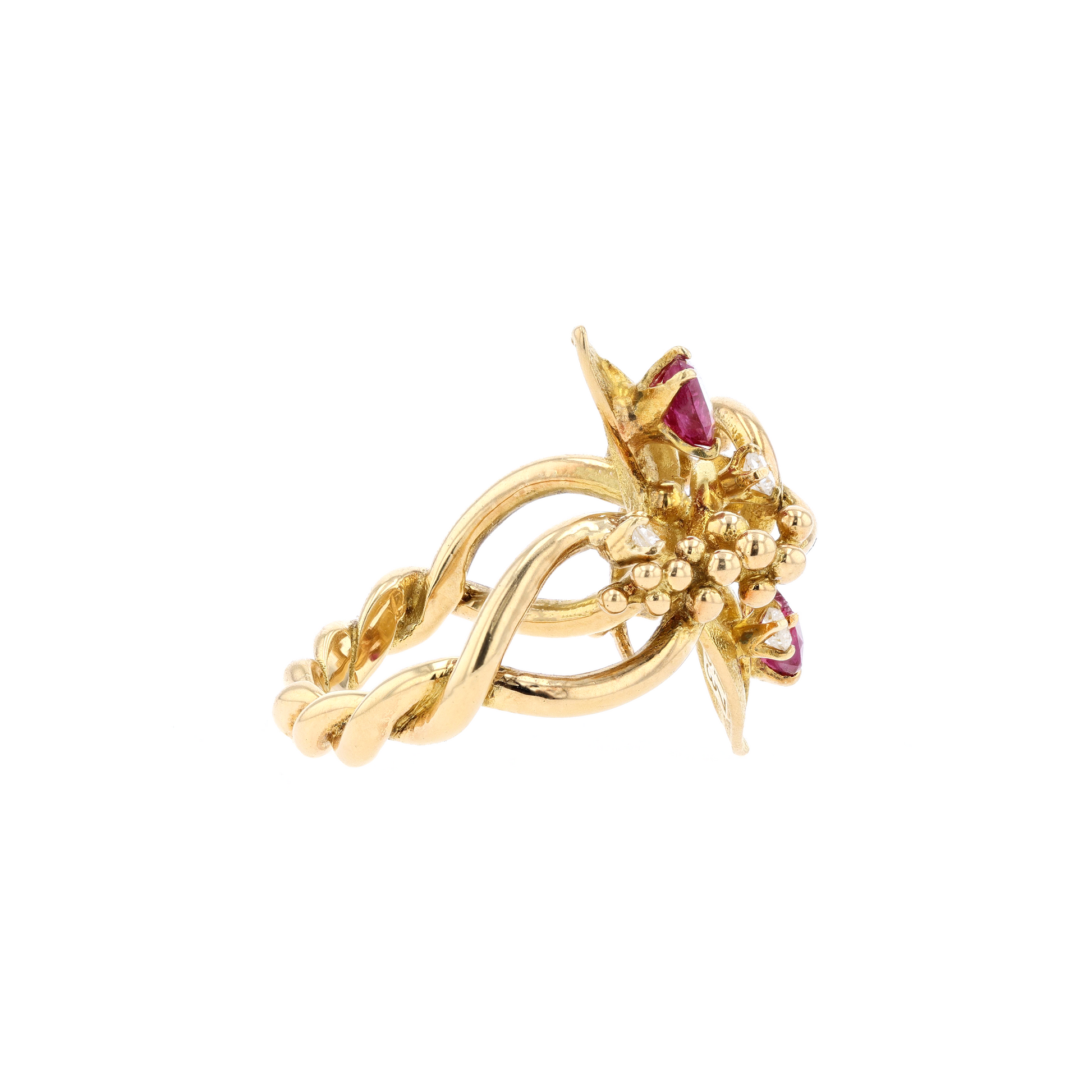 18KG Natural Unheated Red Ruby Diamond Ring