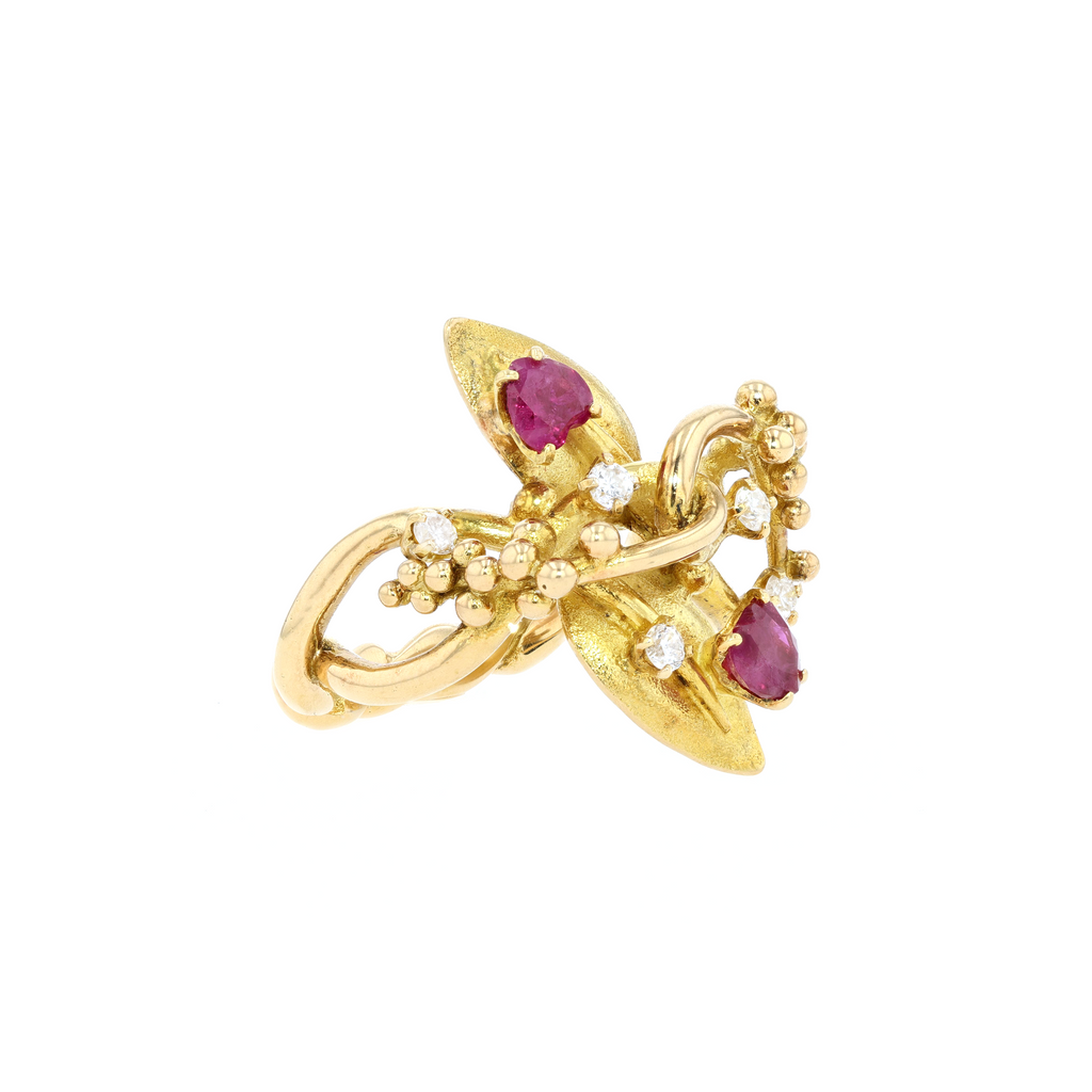 18KG Natural Unheated Red Ruby Diamond Ring