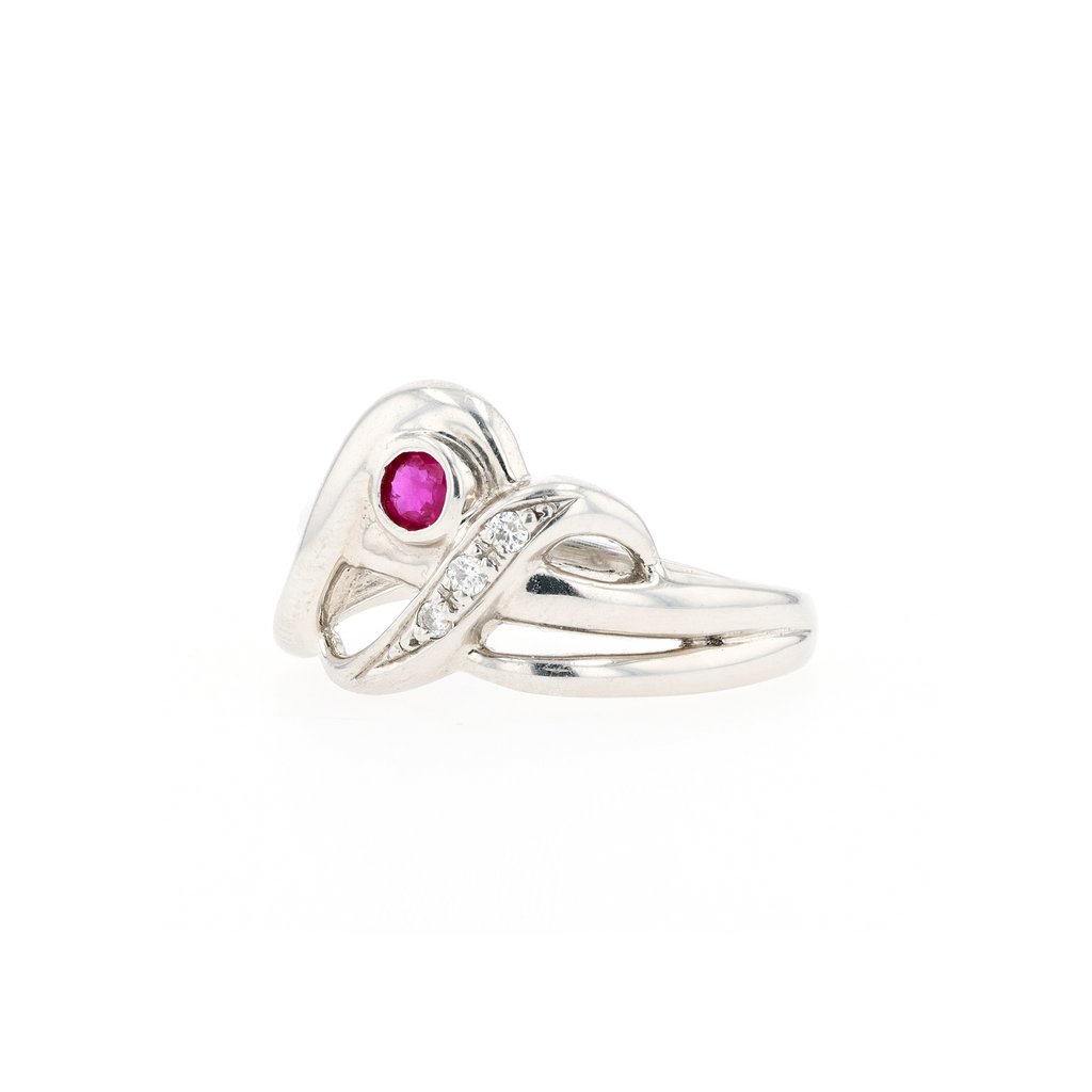 PT850 Natural Unheated Red Ruby Diamond Ring