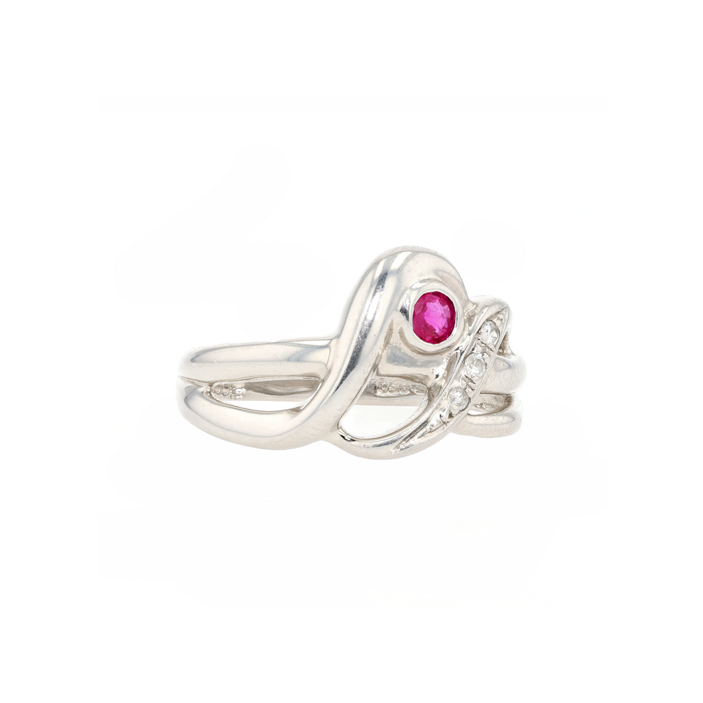 PT850 Natural Unheated Red Ruby Diamond Ring