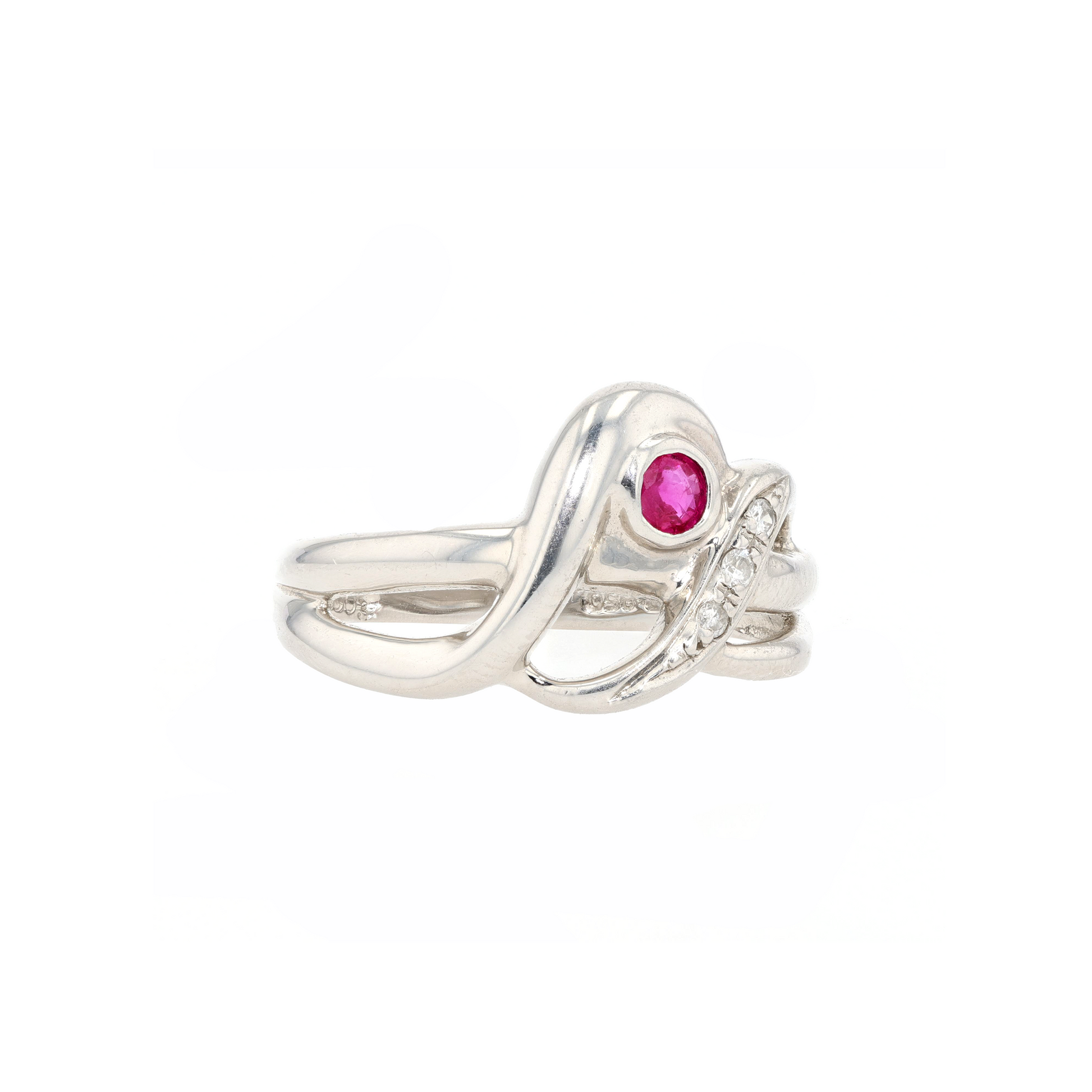 PT850 Natural Unheated Red Ruby Diamond Ring