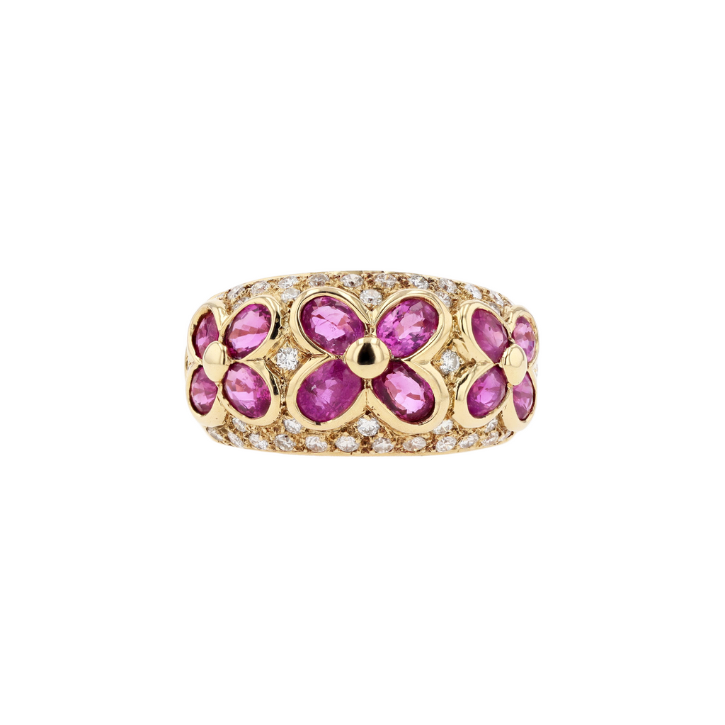 18KG Natural Red Ruby Diamond Ring