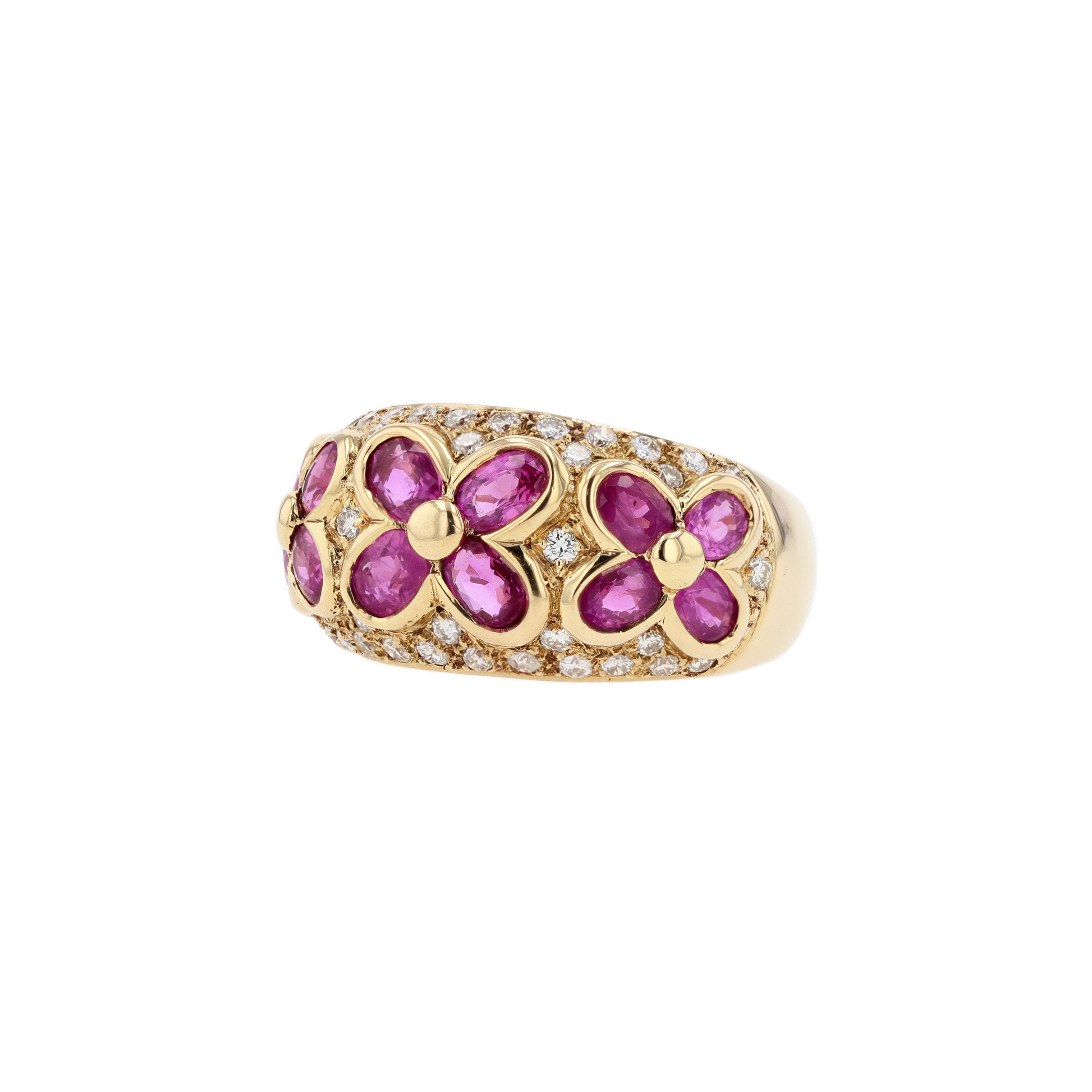 18KG Natural Red Ruby Diamond Ring