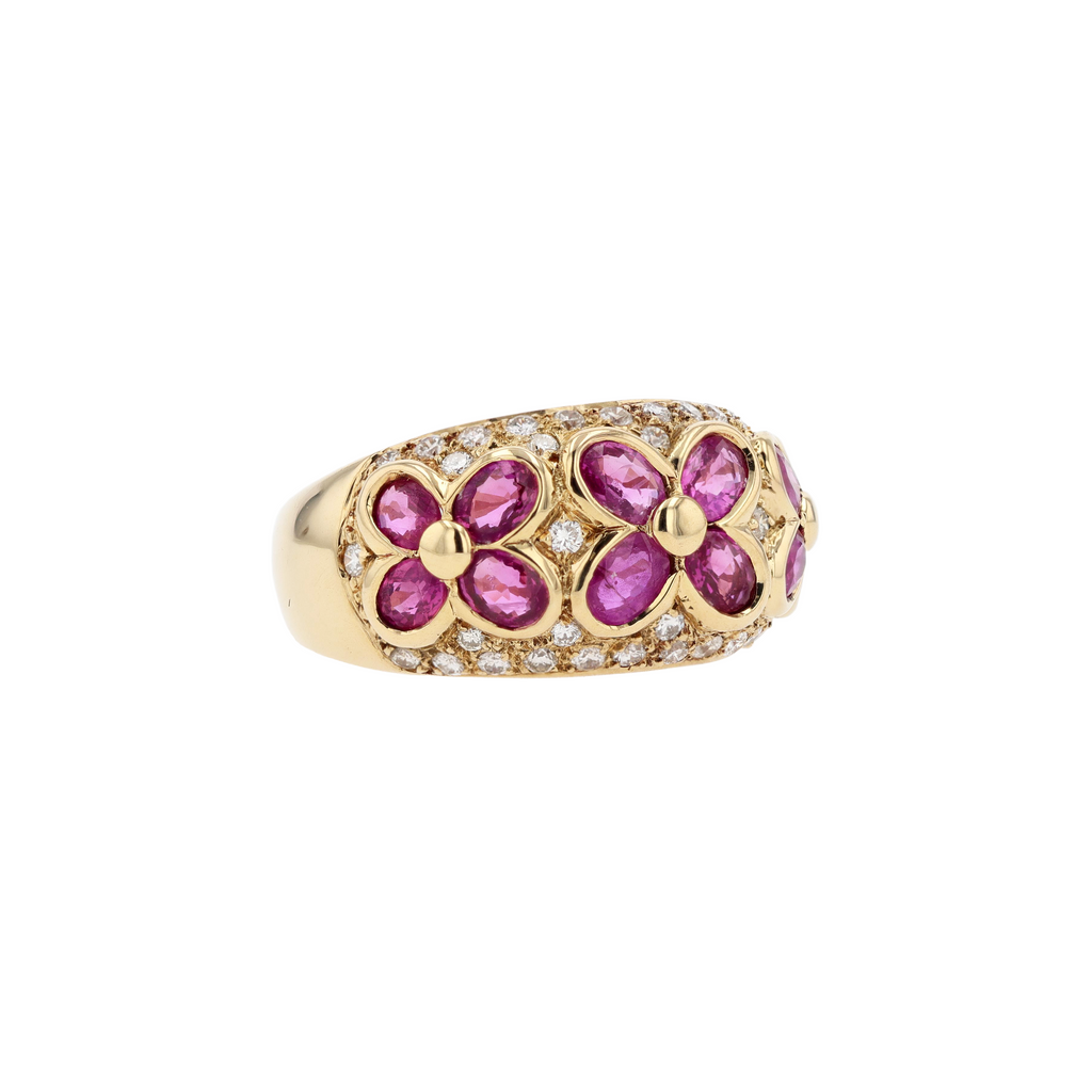 18KG Natural Red Ruby Diamond Ring