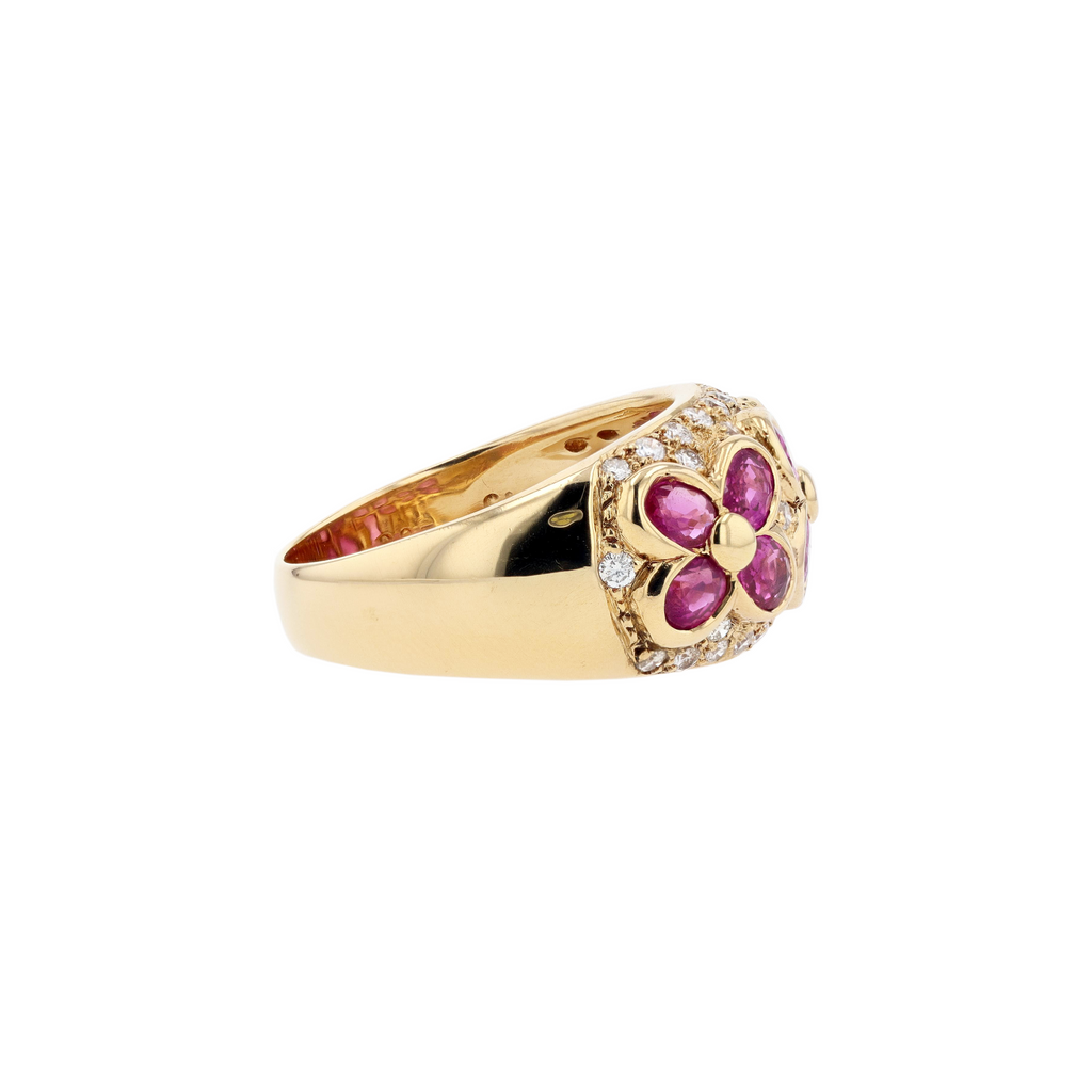 18KG Natural Red Ruby Diamond Ring