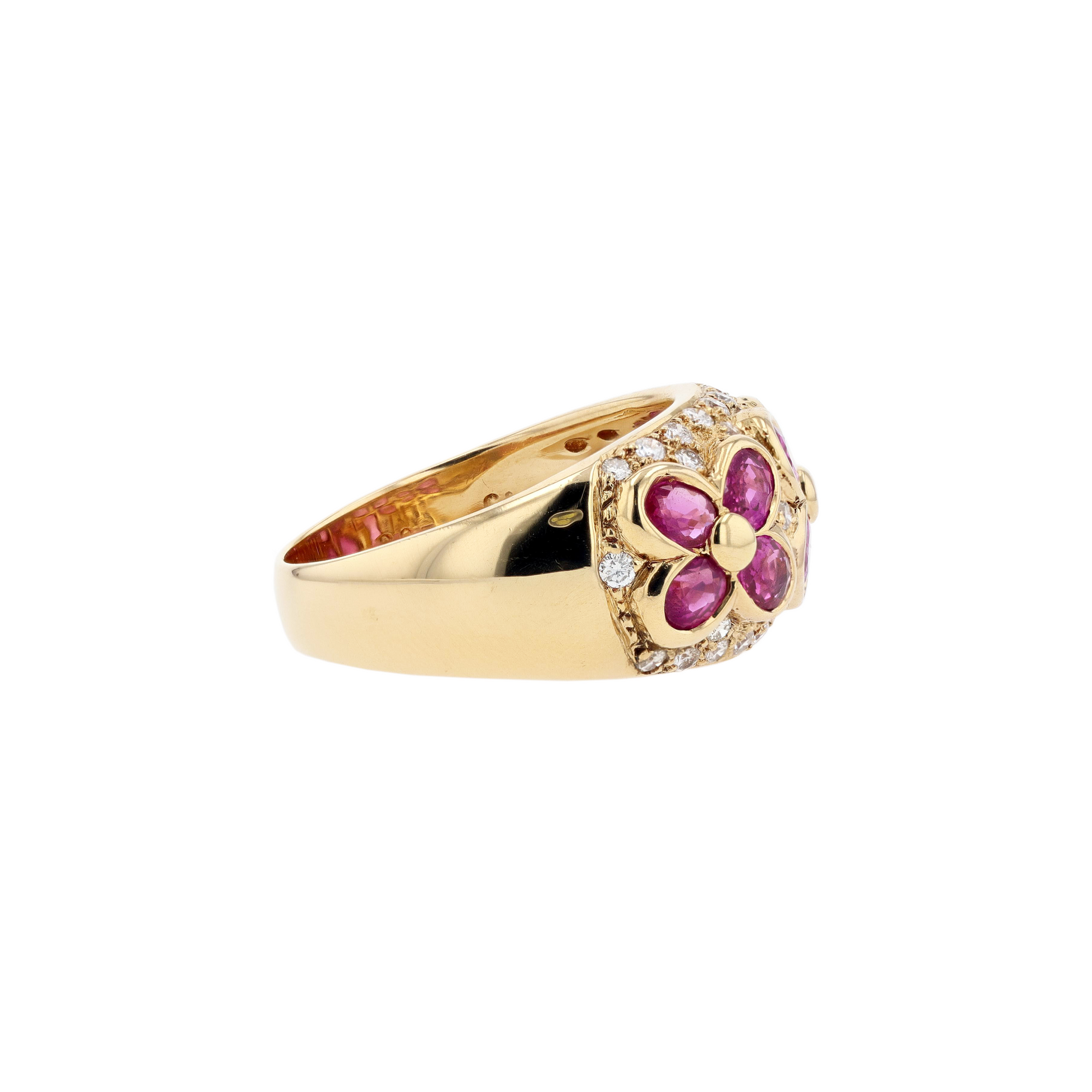 18KG Natural Red Ruby Diamond Ring