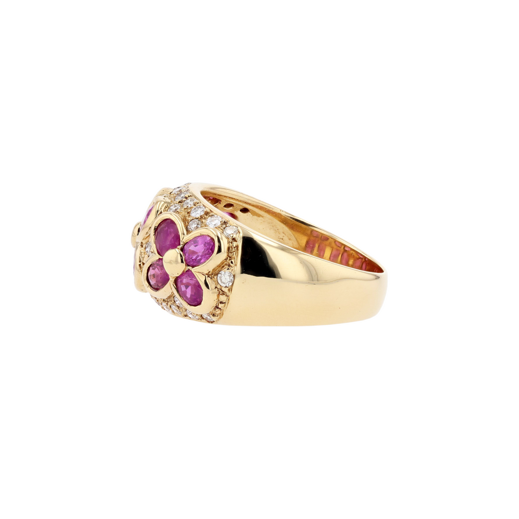 18KG Natural Red Ruby Diamond Ring