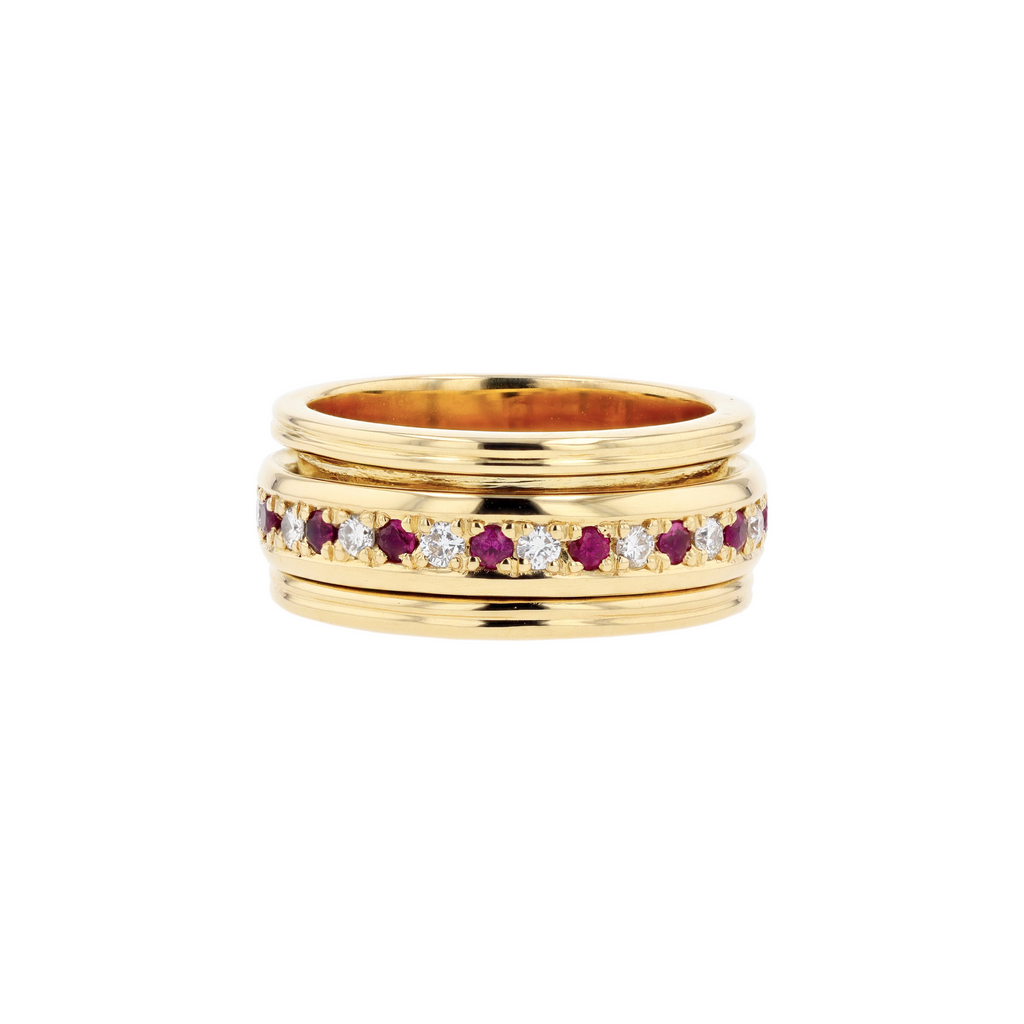 18KG Natural Red Ruby Diamond Ring