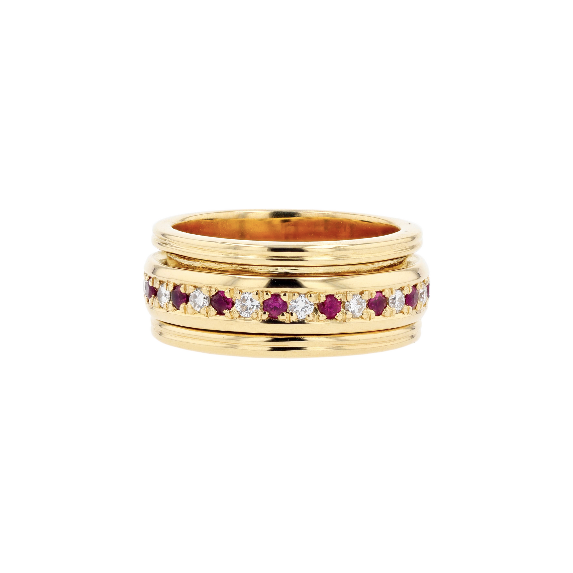 18KG Natural Red Ruby Diamond Ring