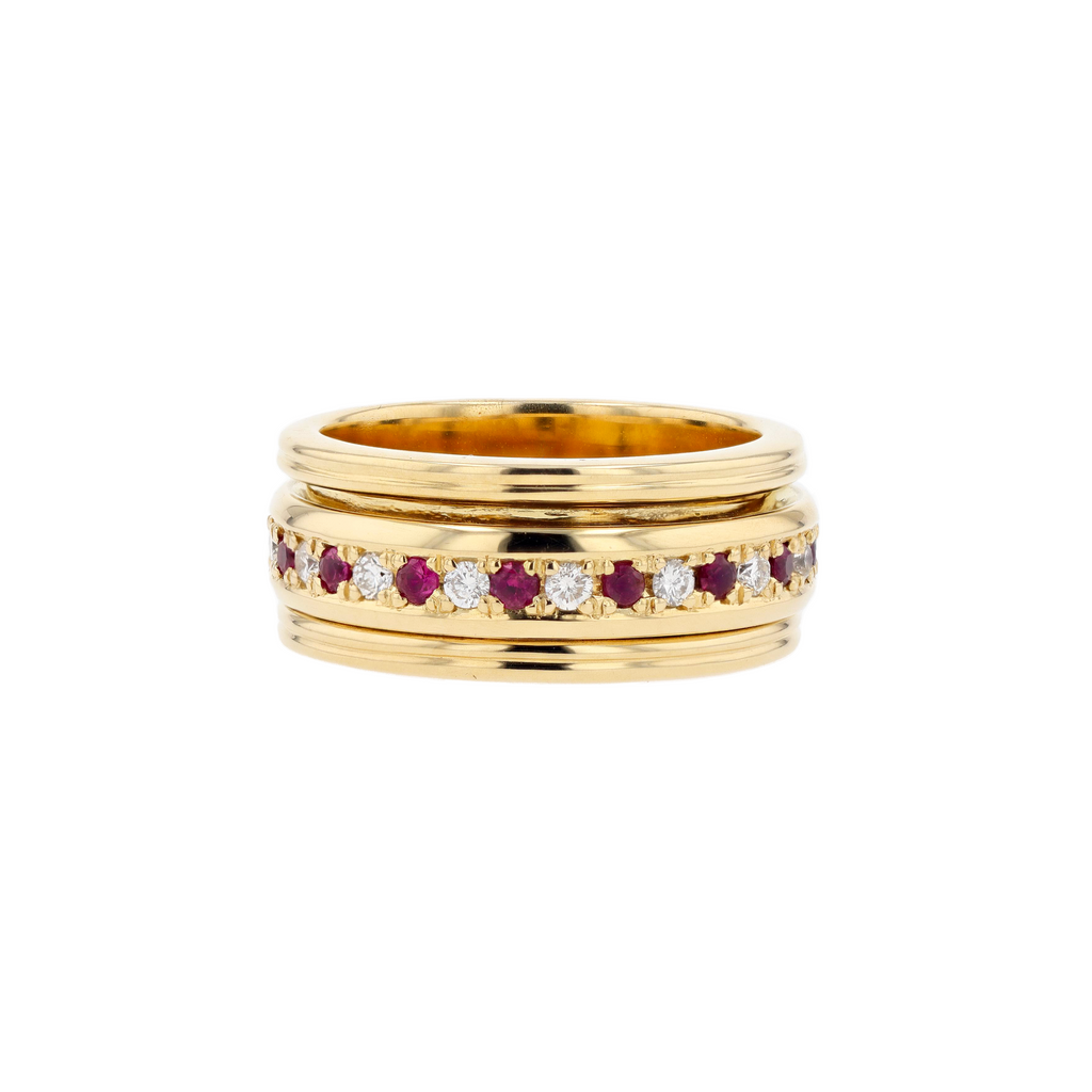 18KG Natural Red Ruby Diamond Ring