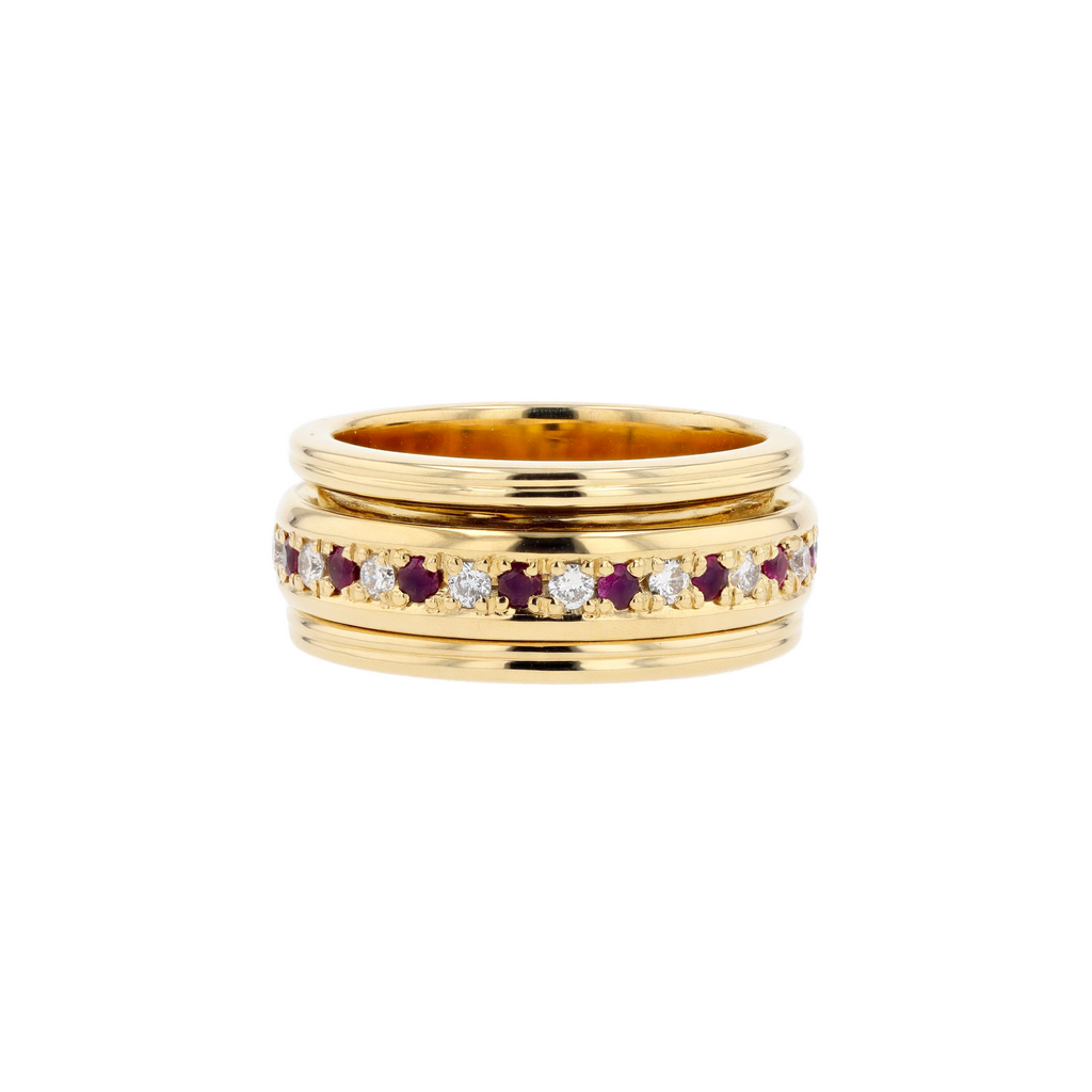 18KG Natural Red Ruby Diamond Ring