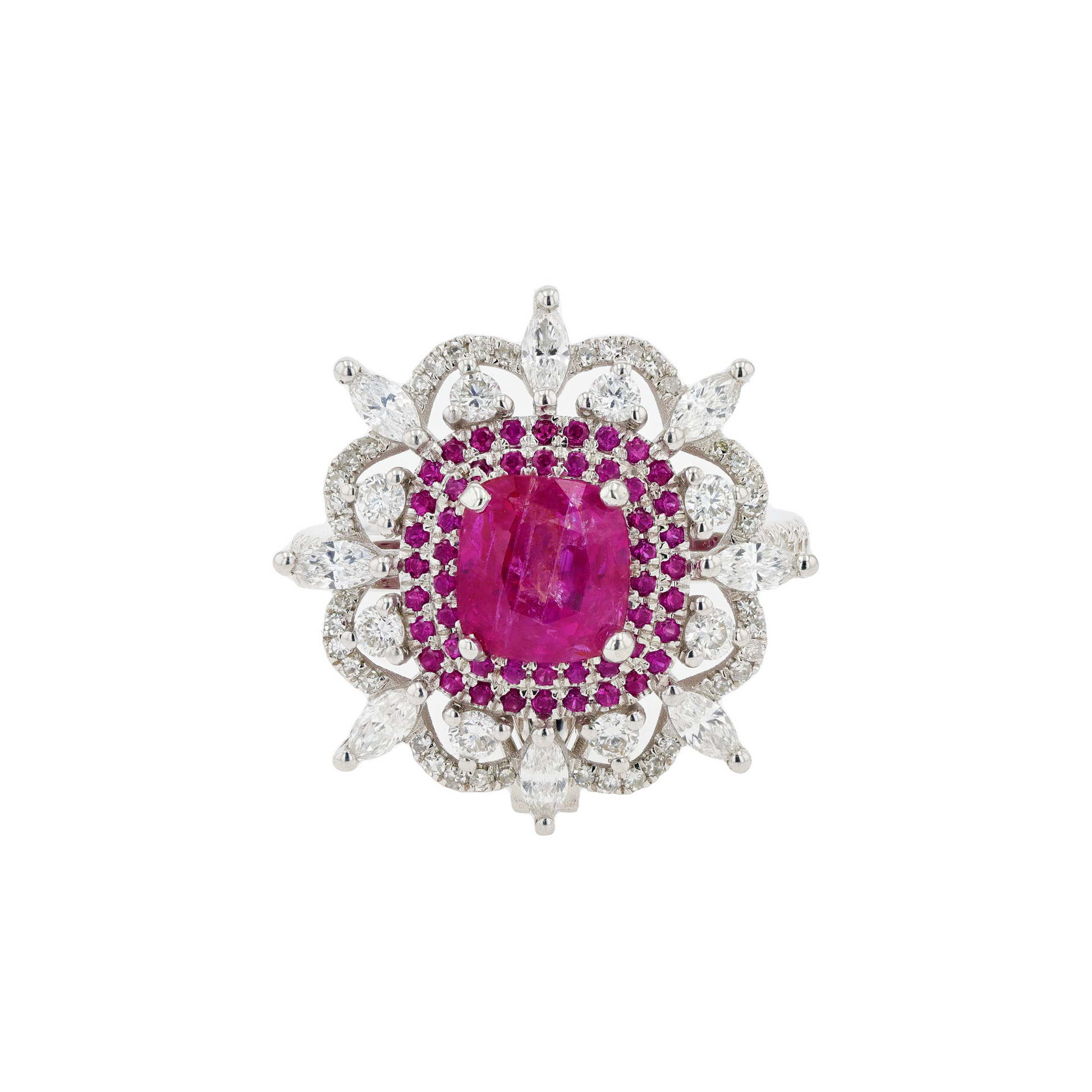 18KG Natural Unheated Red Ruby Diamond Ring / Pendant